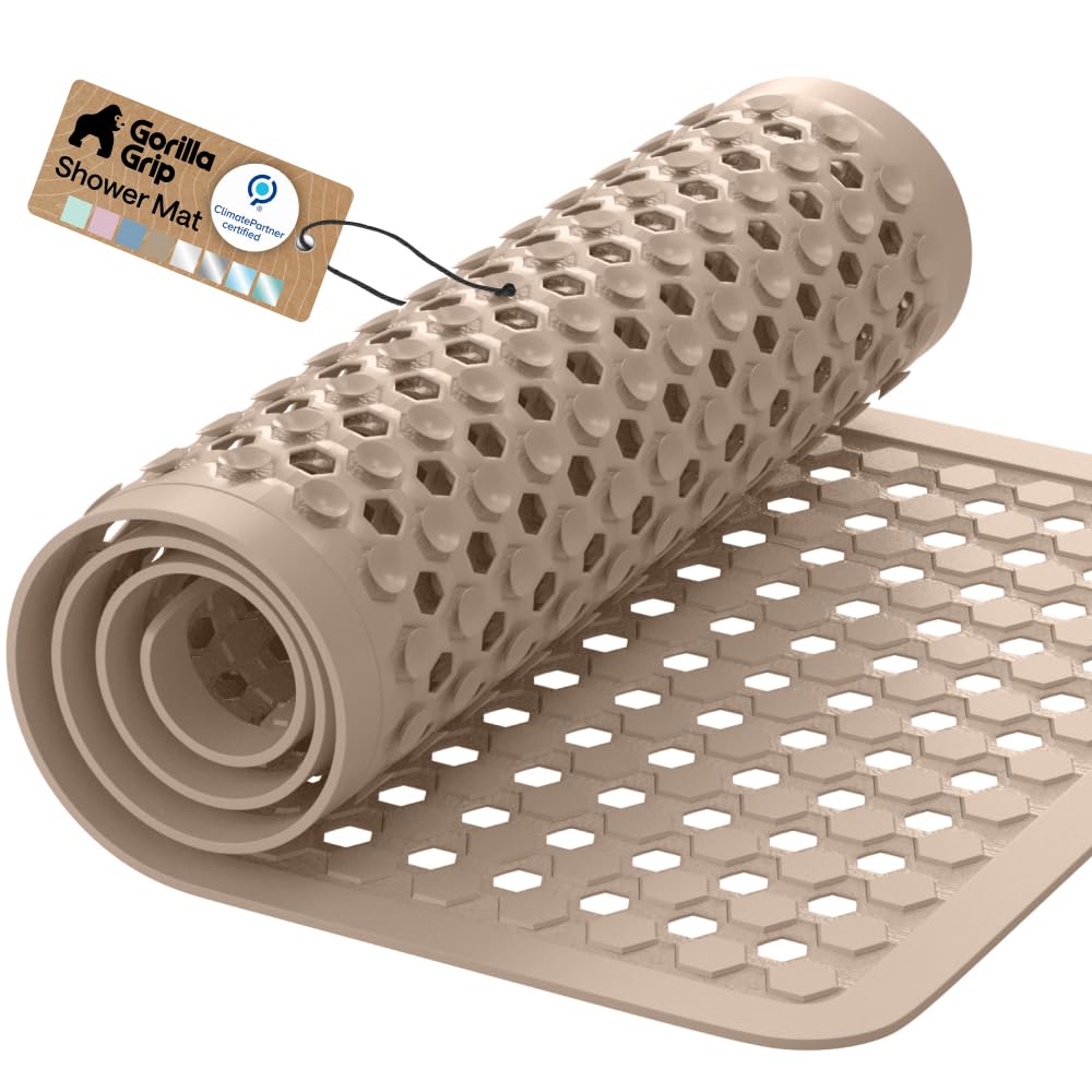 GORILLA GRIP Bath Tub Shower Mat, Bathtub Floor Liner, 35x16 Clear