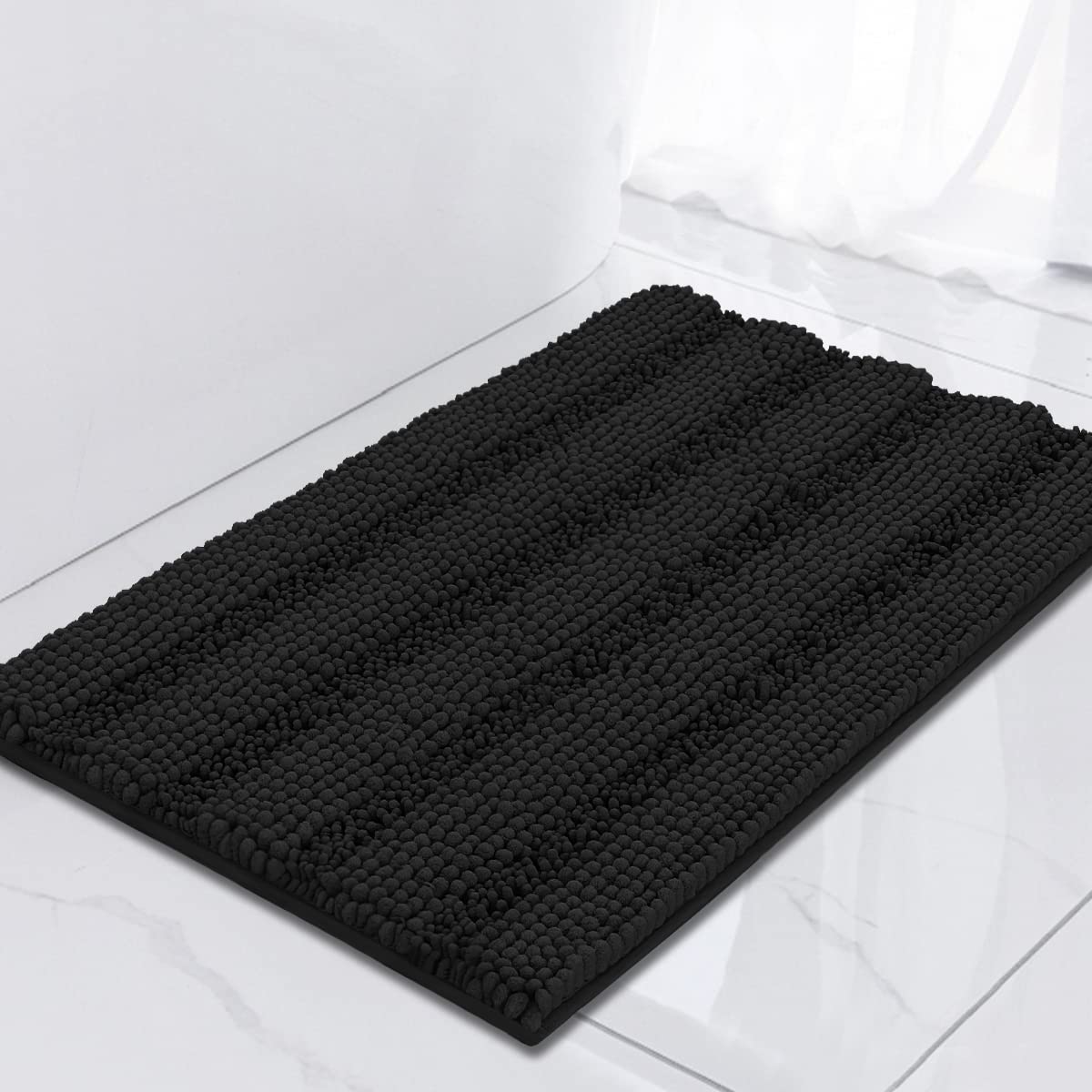 Turquoize Bathroom Runner Rug 17"x47", Soft Absorbent Chenille Bath Rug