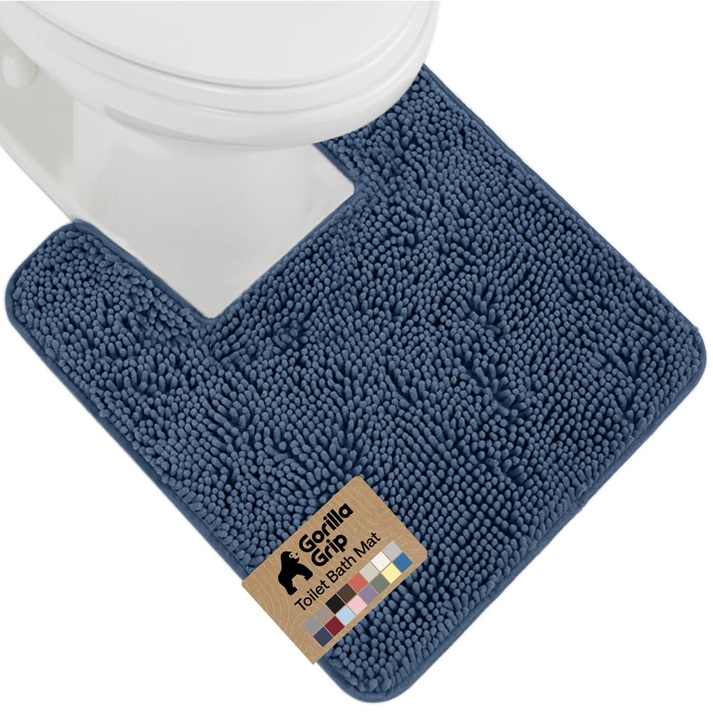 GORILLA GRIP Bath Rug Mat for Bathroom, Absorbent Chenille, 24x17 Gray