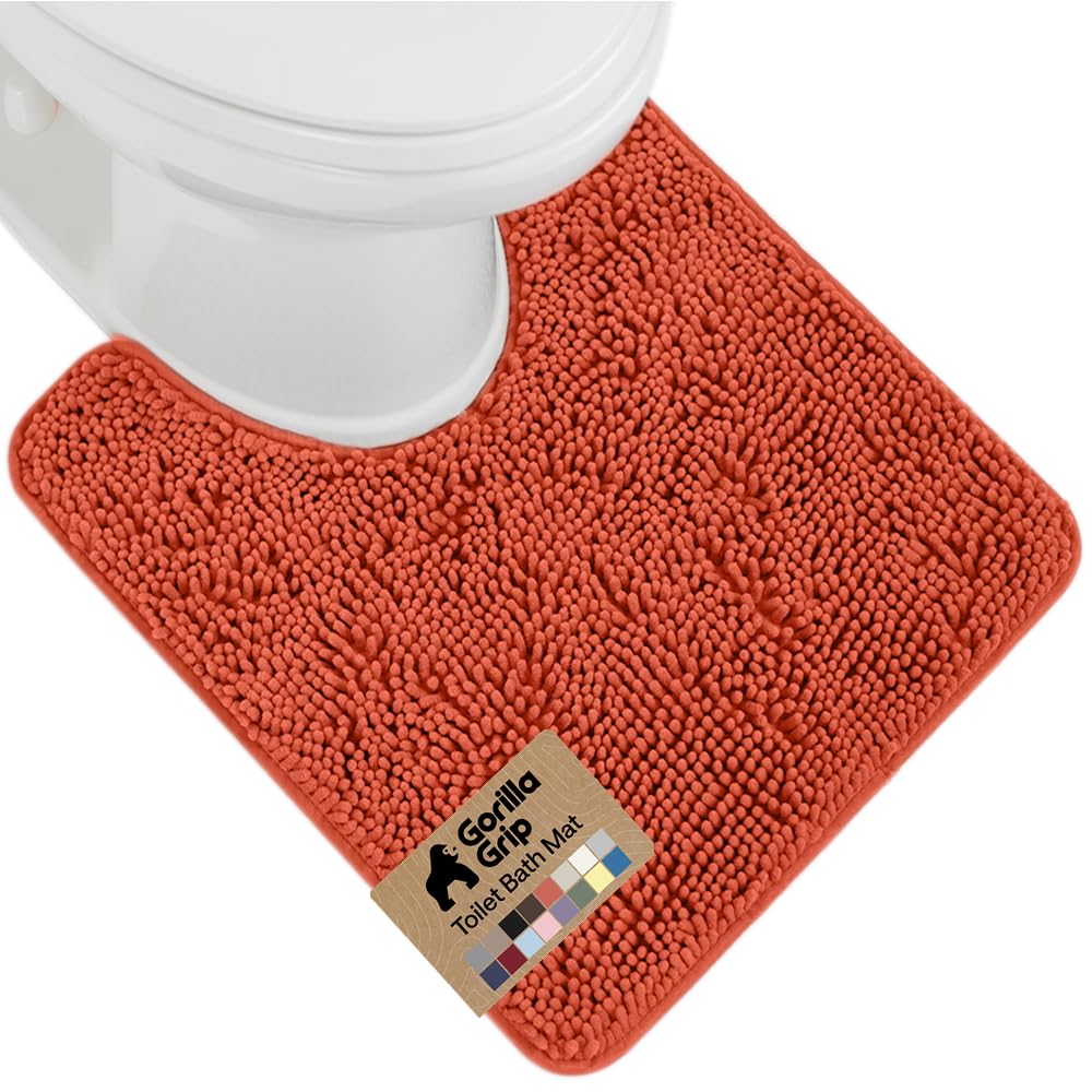 GORILLA GRIP Bath Rug Mat for Bathroom, Absorbent Chenille, 24x17 Gray