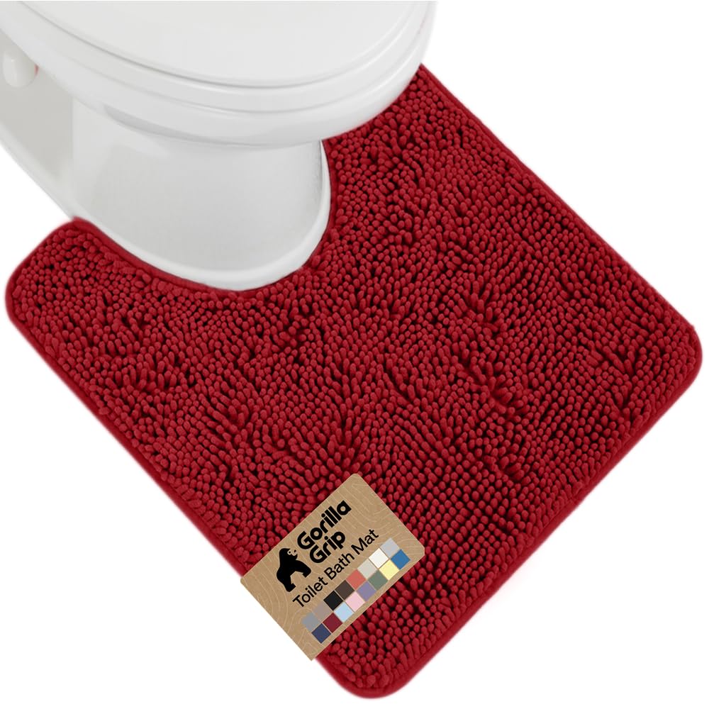 GORILLA GRIP Bath Rug Mat for Bathroom, Absorbent Chenille, 24x17 Gray