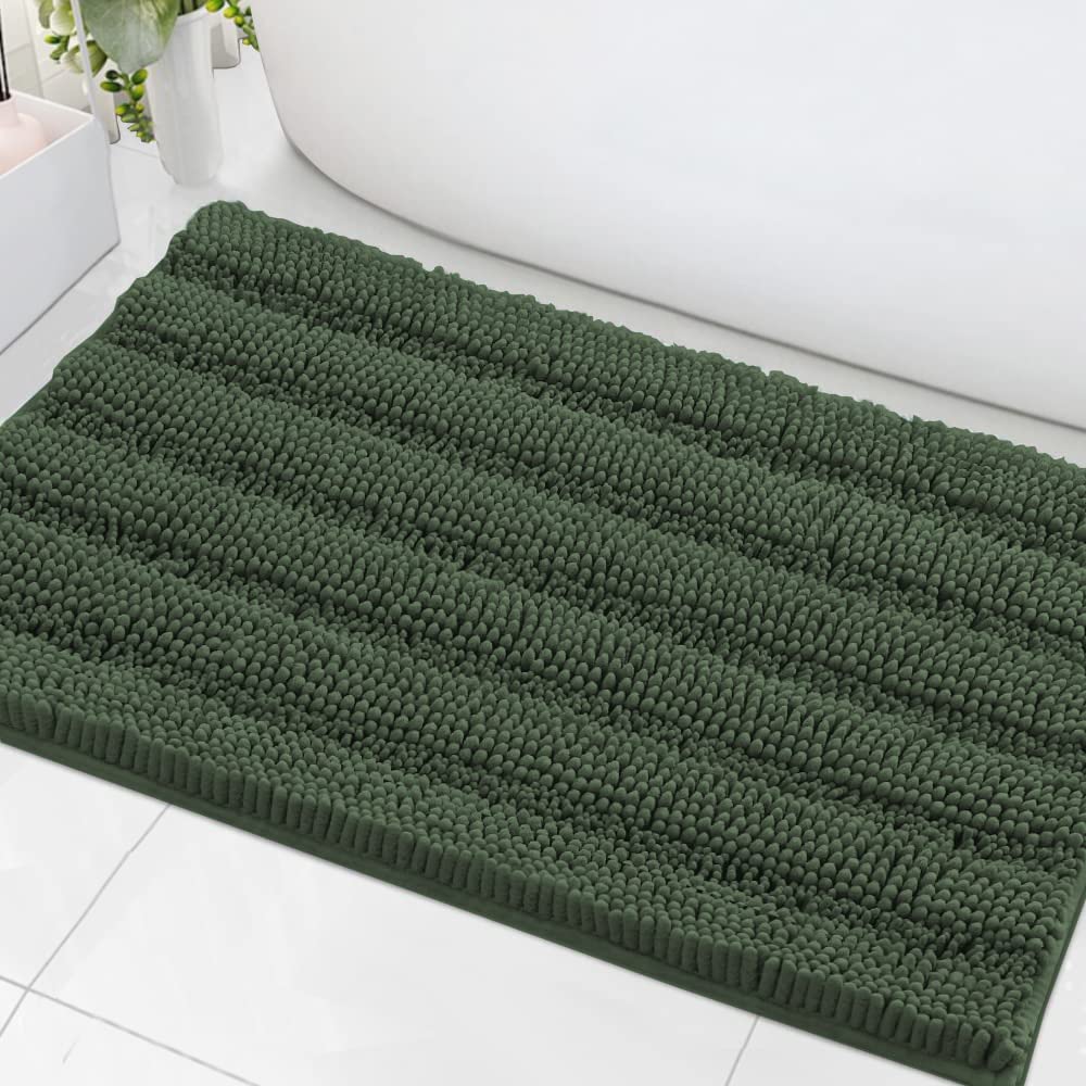 H.VERSAILTEX Bathroom Rugs Bath Rug Set 2 Piece Bathroom Contour Rug Toilet Mat Sets Non Slip Contour Bath Rug Ultra Thick Water Absorbent Striped Bath Mats Washable(47" x 17" Plus 20" x 20" U, Cream)