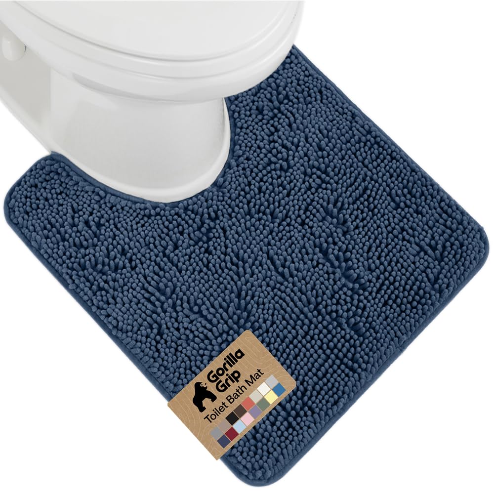 GORILLA GRIP Bath Rug Mat for Bathroom, Absorbent Chenille, 24x17 Gray