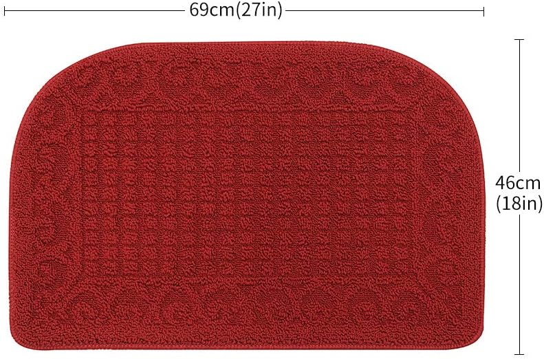 COSY HOMEER 27x18 Half Round Kitchen Rug,Non Slip Washable Mat,Burgundy 1PC
