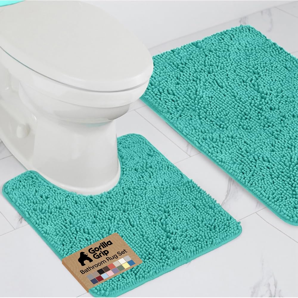 GORILLA GRIP Bathroom Area Rug Sets 2 Piece, Soft Chenille, 30x20 Grey