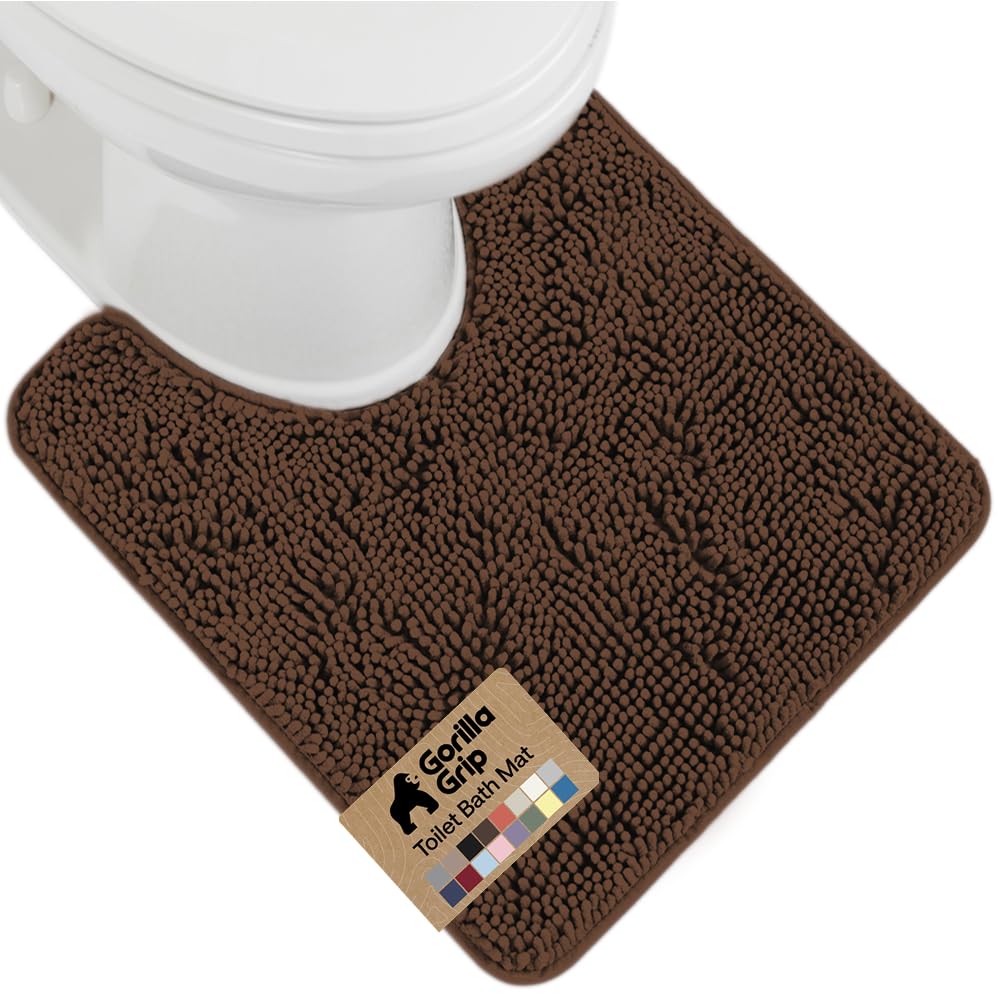 GORILLA GRIP Bath Rug Mat for Bathroom, Absorbent Chenille, 24x17 Gray