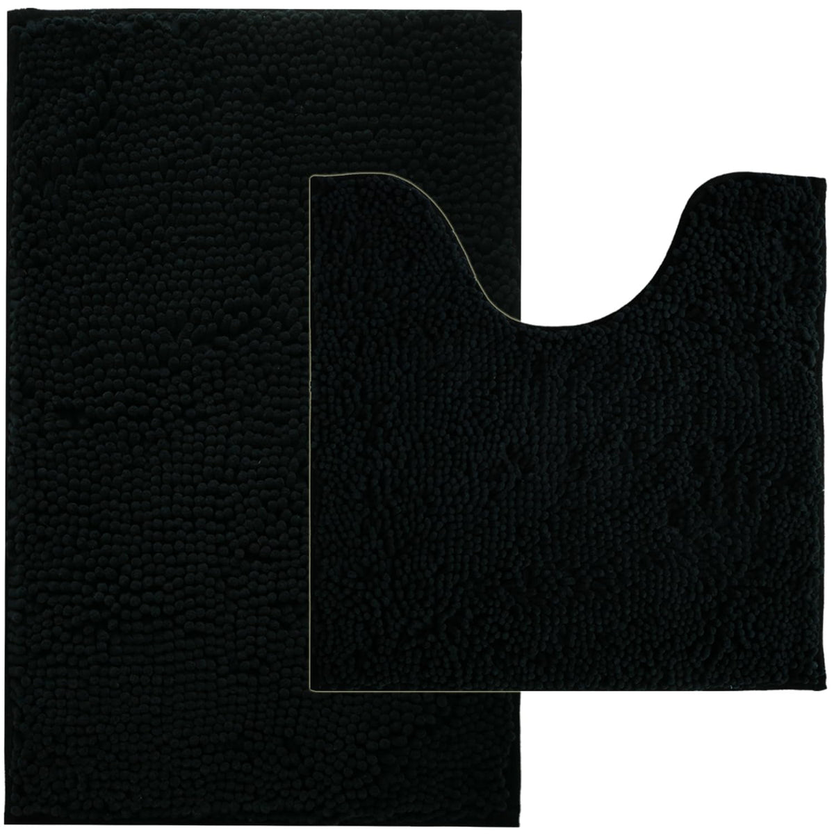 BOANKODU Bathroom Rugs Sets 2 Piece, Extra Soft Chenille Bath Mat Absorbent Bathroom Rug, Bathroom Mat with PVC Non-Slip Bottom, Machine Washable Bath Rugs (32x20 Inch + 24x16 Inch, Light Grey)
