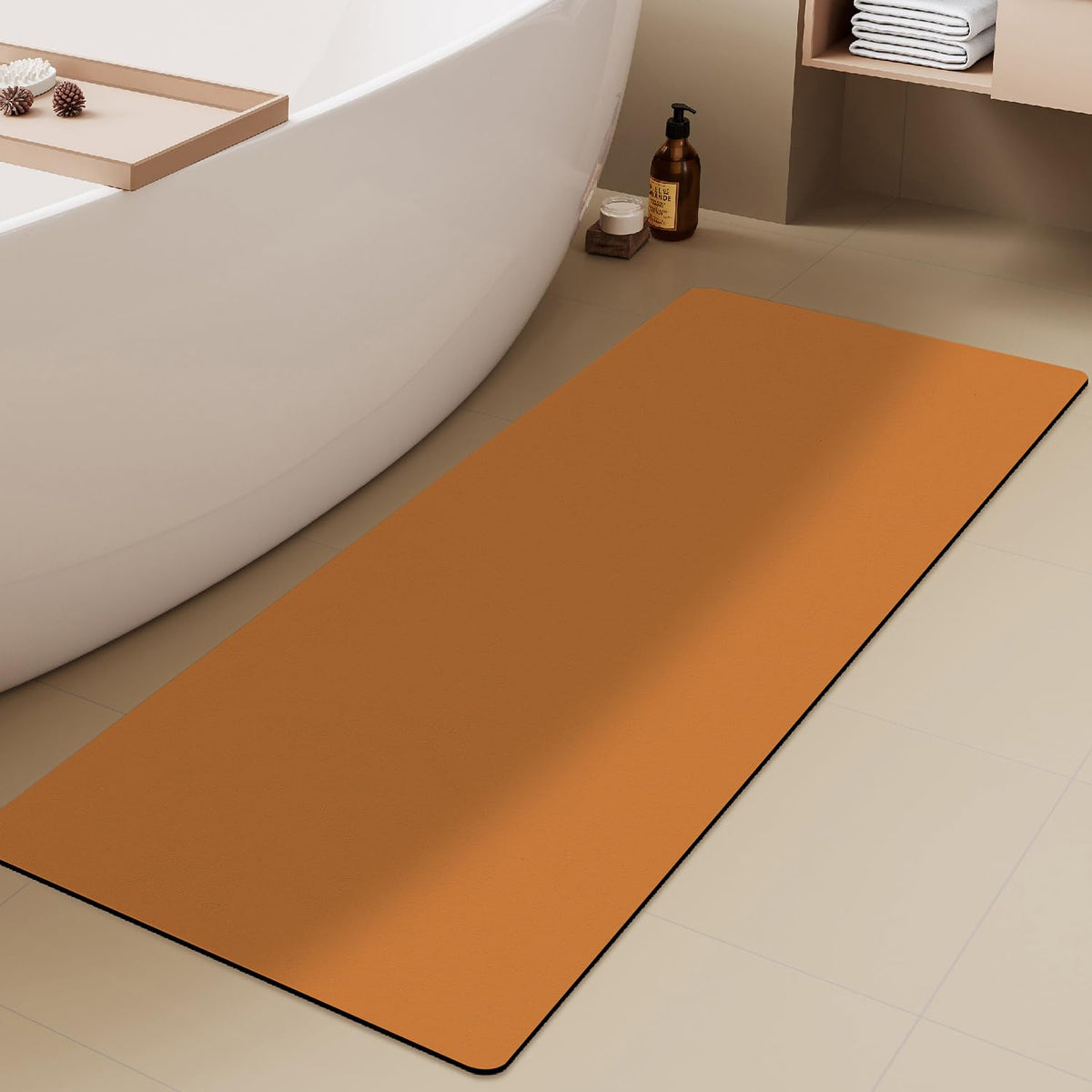 TYUU Thin Bath Mat, Small Bathroom Rugs Non Slip Washable, 16x24 Dark Grey