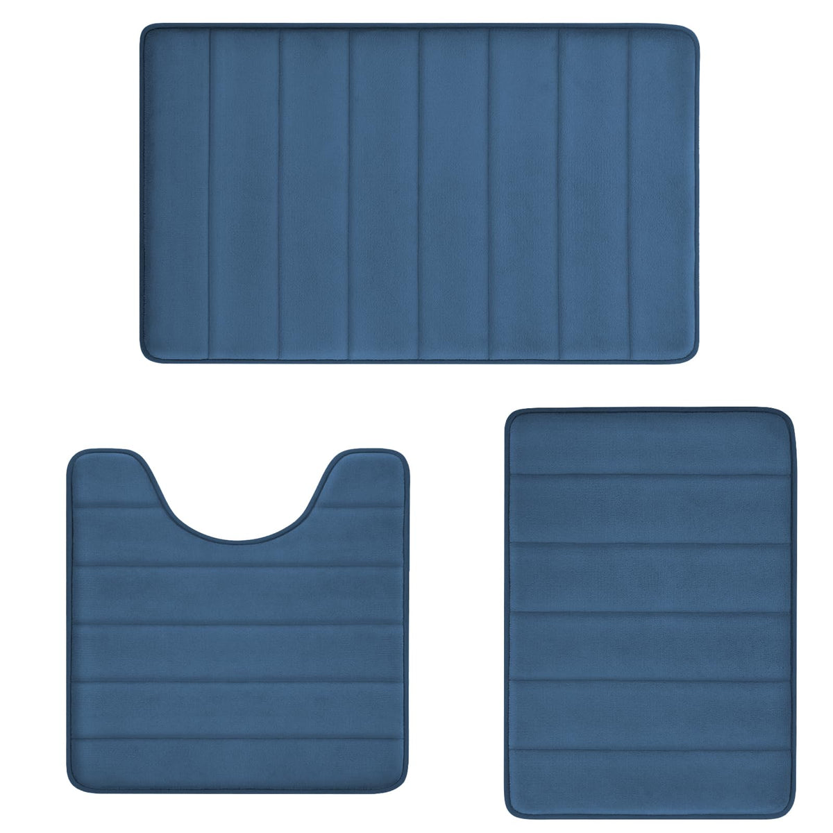 Bathroom Rugs Set Memory Foam Bath Rugs Non-Slip Bath Mat Set 3 Piece,Washable Bathroom Mats,Absorbent Shaggy Rugs Super Soft U-Shaped Toilet Rug,Bahroom Carpets for Bathroom,Tub,Shower（Black）