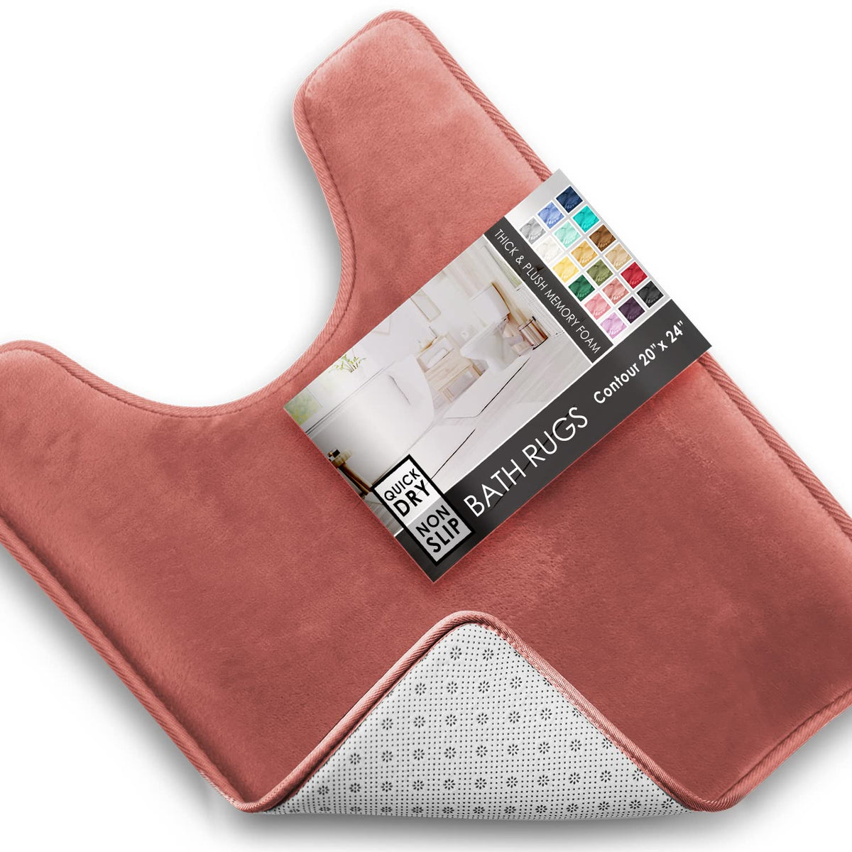 Clara Clark 3 Piece Bathroom Rugs Bath Mat Set, Velvet Memory Foam Bath Mats for Bathroom - Non-Slip, PVC Backing Bath Rugs, Washable - Dries Quickly, Grey