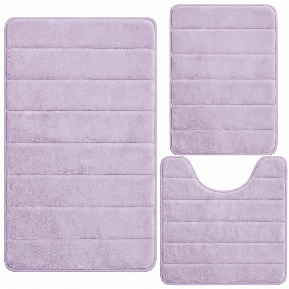 Bathroom Rugs Set 3 Piece, Memory Foam Bath Rugs, Non Slip Washable Bathroom Rug Set, Extra Soft Absorbent Bath Mats with U-Shaped Toilet Rug, Black