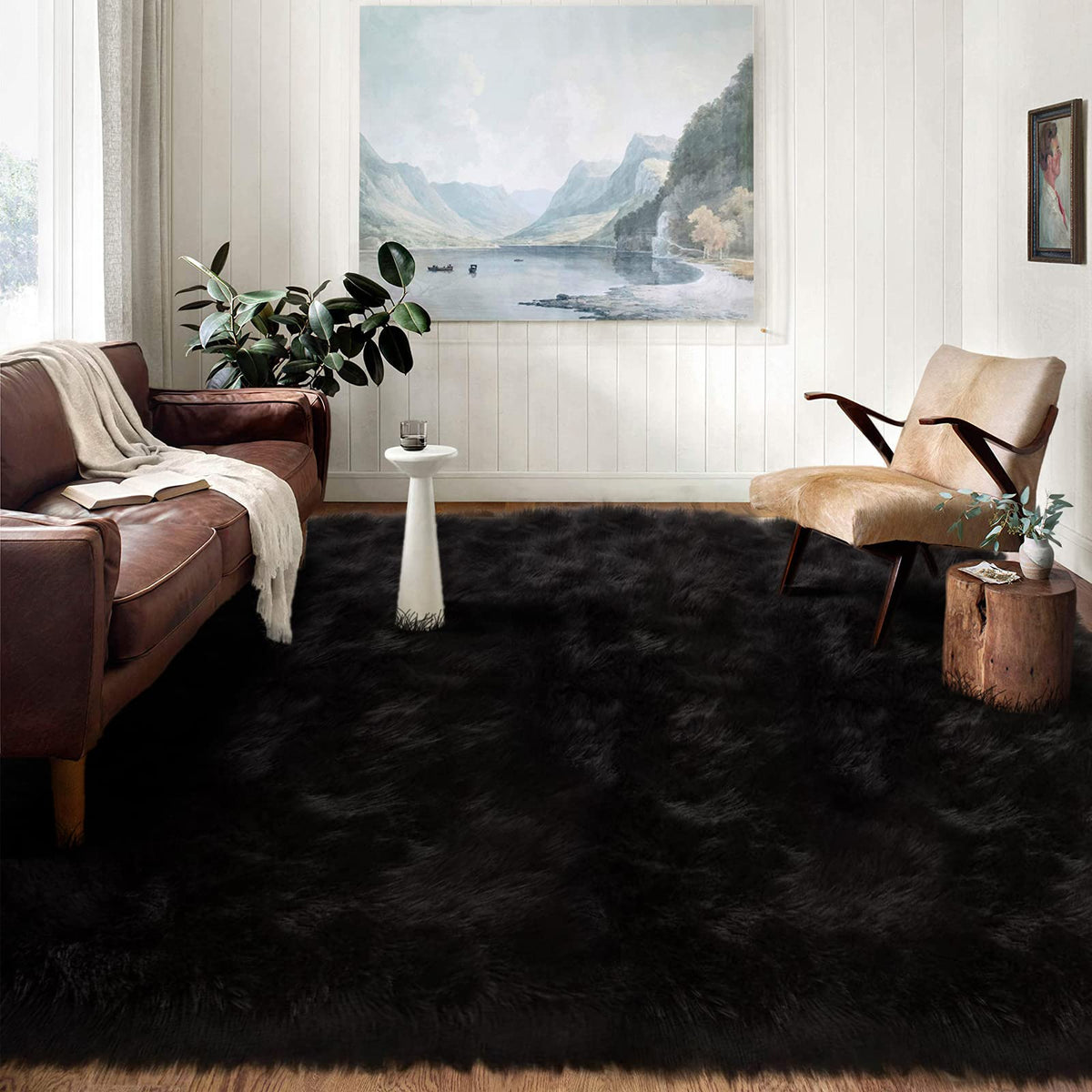 Latepis White Sheepskin Rug 2x3 Faux Fur Sheepskin Rug for Living Room Fluffy Washable Rugs for Bedroom Luxury Room Decor Furry Rugs Rectangle