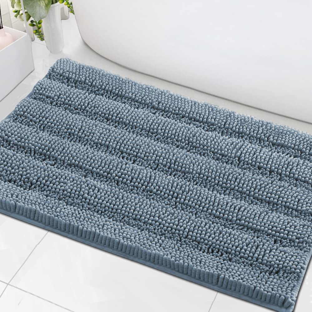 H.VERSAILTEX Bathroom Rugs Bath Rug Set 2 Piece Bathroom Contour Rug Toilet Mat Sets Non Slip Contour Bath Rug Ultra Thick Water Absorbent Striped Bath Mats Washable(47" x 17" Plus 20" x 20" U, Cream)