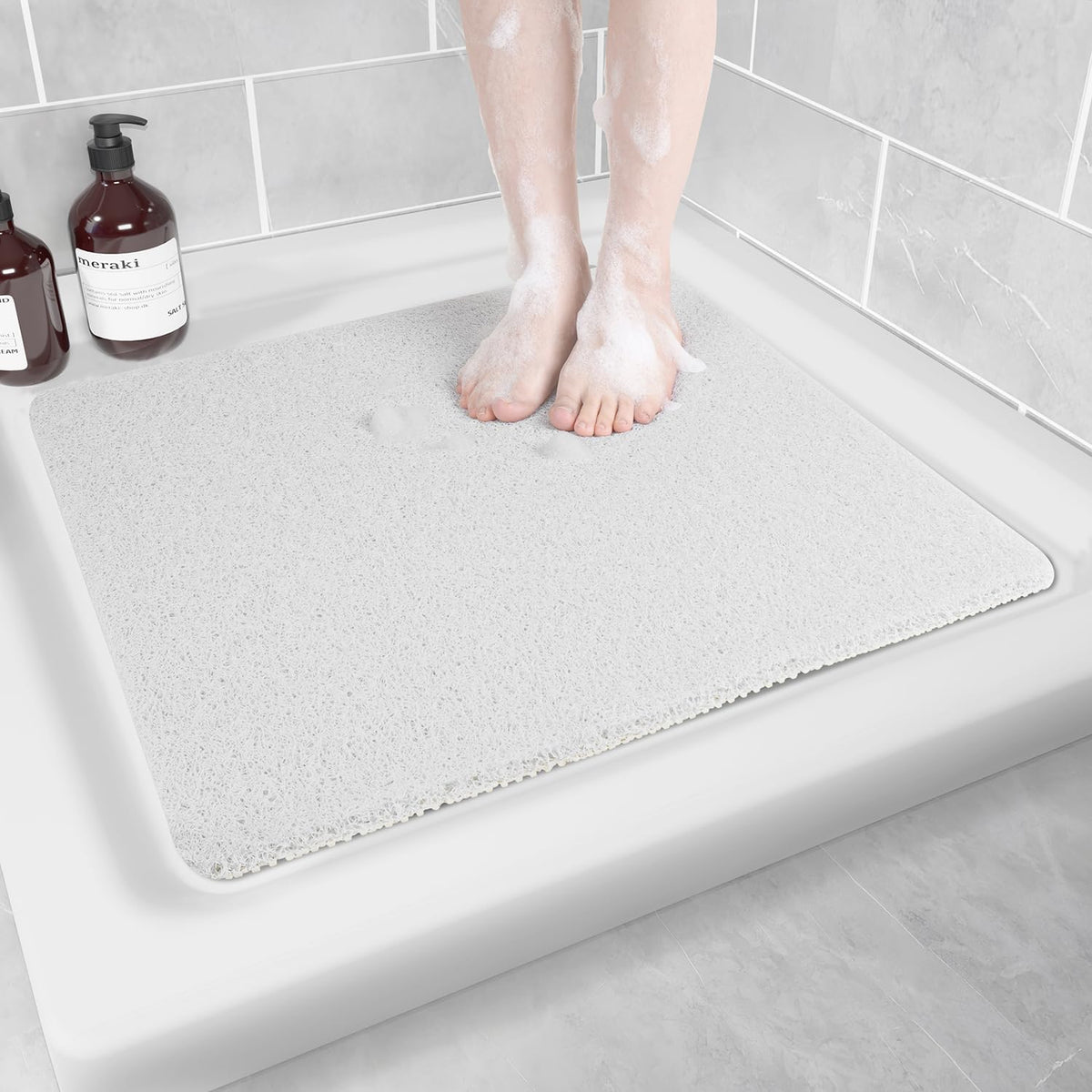 Hargiis Non Slip Bathtub Mat, Anti Slip Shower Mat, Fast Drying Bath Tub Mats, Foot Scrubber Mat, Anti Slip Mat for Tub, Floor, Bathroom, Home, Kitchen, Hotel (Beige 24"x16")