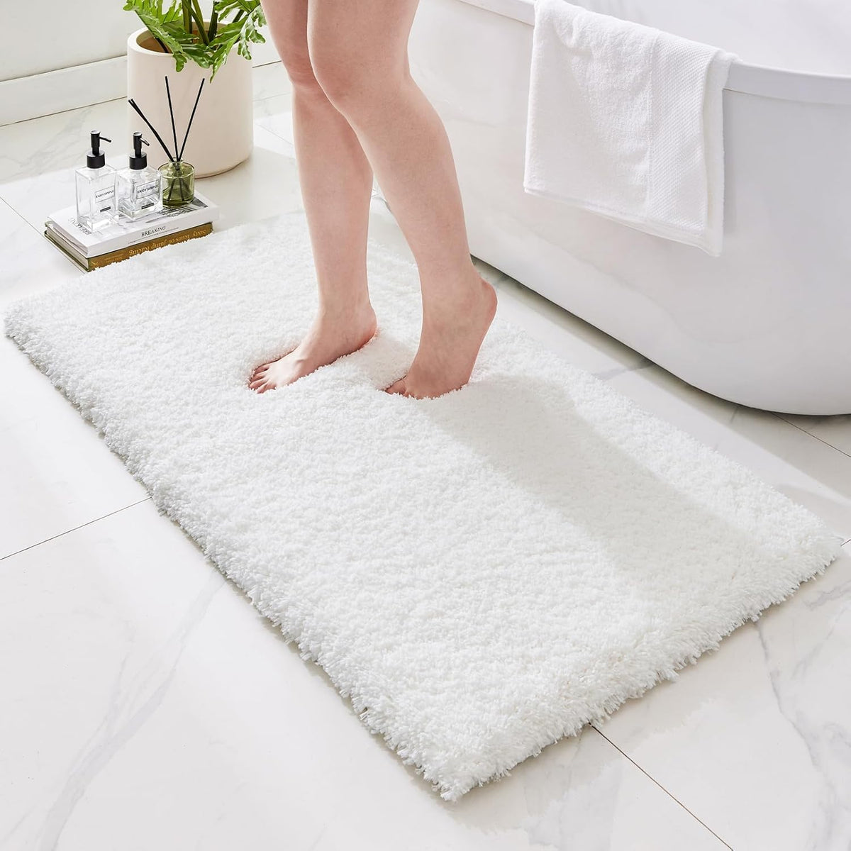 Microfiber Bathroom Rugs 24x17 Absorbent Soft Non Slip, Blue