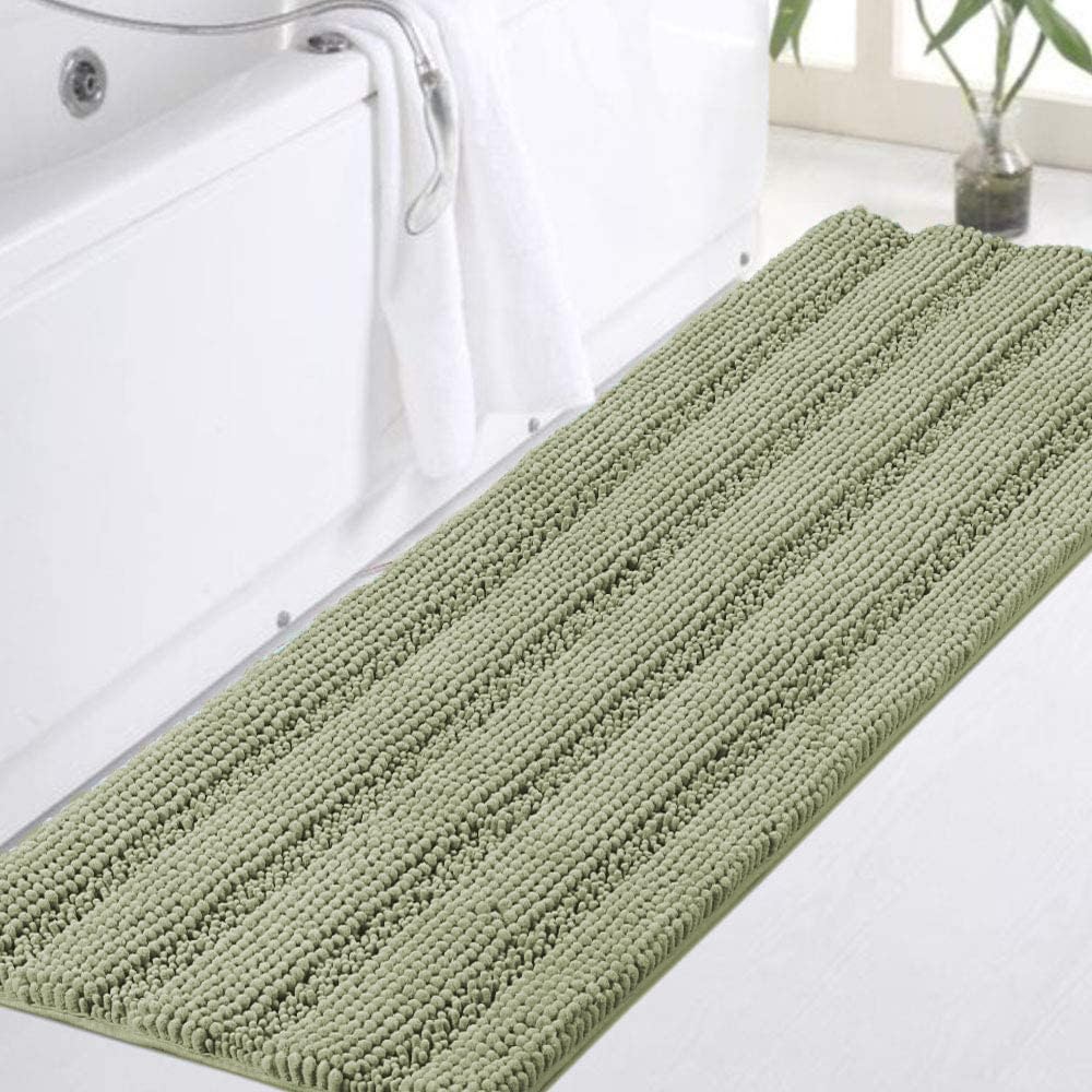 Turquoize Bathroom Runner Rug 17"x47", Soft Absorbent Chenille Bath Rug