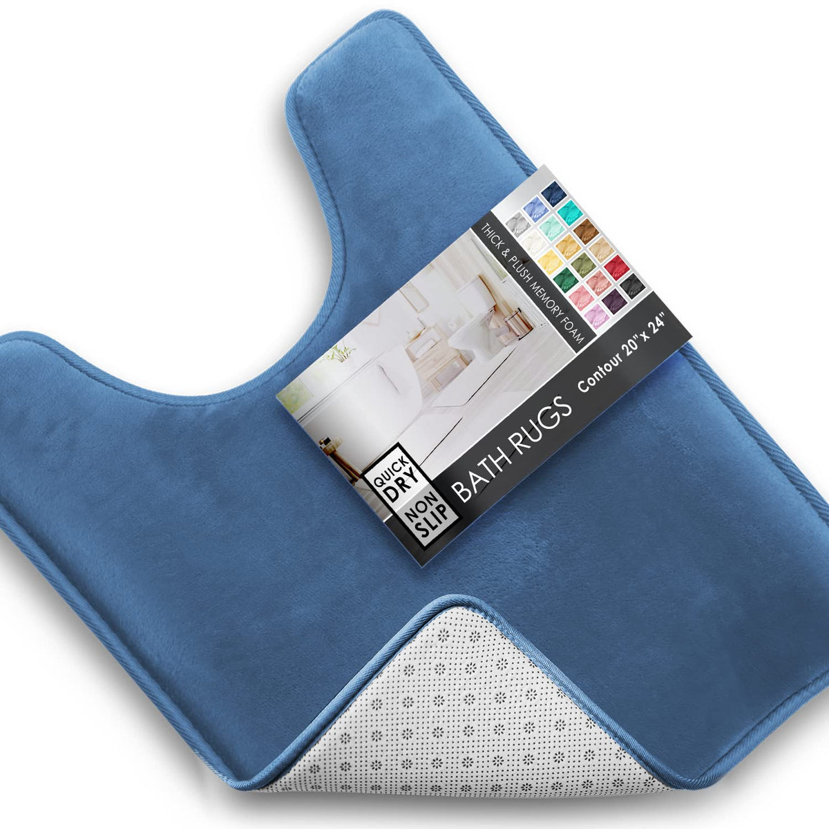 Clara Clark 3 Piece Bathroom Rugs Bath Mat Set, Velvet Memory Foam Bath Mats for Bathroom - Non-Slip, PVC Backing Bath Rugs, Washable - Dries Quickly, Grey