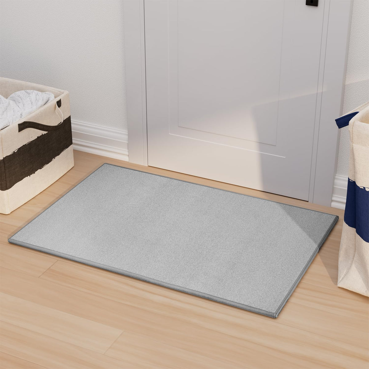 AREDO Runner Rug with Non Slip Rubber Backing 2*6 ft, Washable Soft Floor Carpet for Kitchen, Hallway, Entryway Indoor, Bedroom, Laundry, Low Pile Area Rugs, Solid color with Pointillism style, BLACK