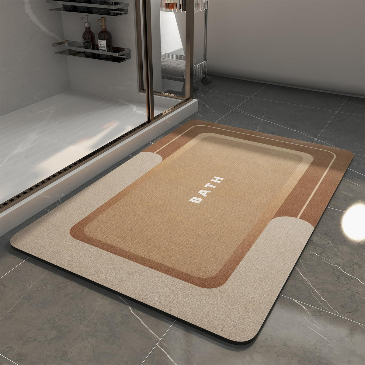 MontVoo-Bath Mat-Bathroom Mat Rug Non Slip Super Absorbent Stain Resistant Quick Dry Thin Bath Rug-Bath Mats for Bathroom Floor Bathtub Vanity-Bathmat Bath Rug Easy Care-17"x27" Grey
