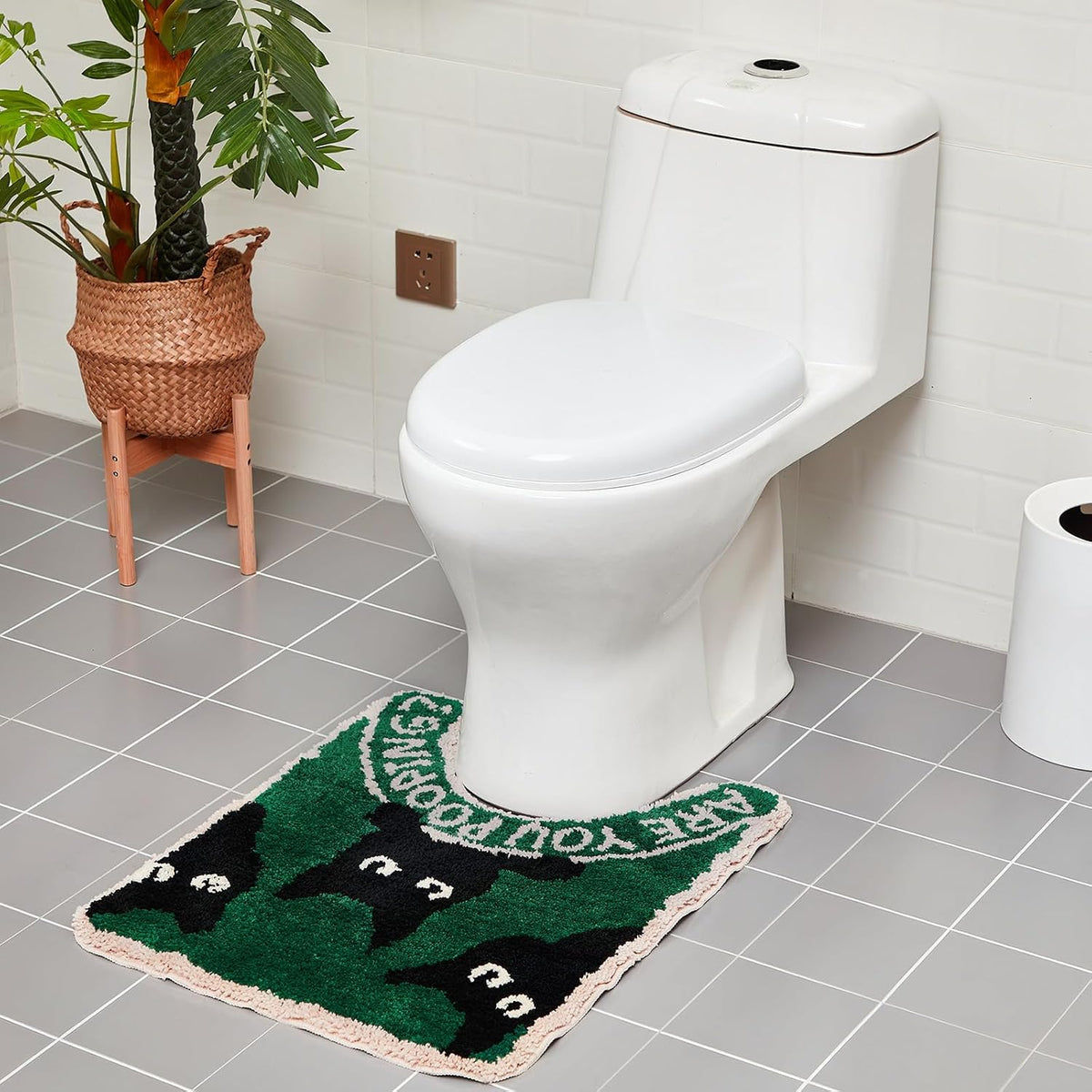 Drydiet U Shaped Toilet Rug Washable Cute Bath Mat 24x20,Black Cat