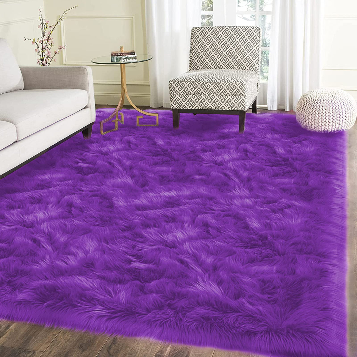 Latepis White Sheepskin Rug 2x3 Faux Fur Sheepskin Rug for Living Room Fluffy Washable Rugs for Bedroom Luxury Room Decor Furry Rugs Rectangle