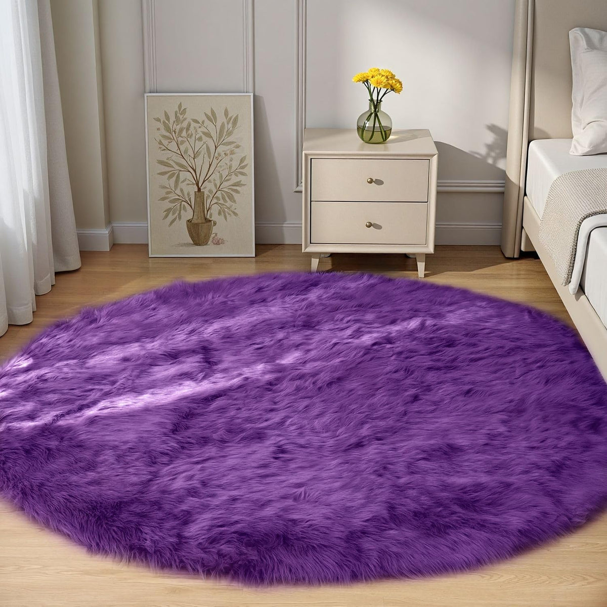 Goolela White Fluffy Faux Fur Rug for Bedroom Faux Sheepskin Rug 2x3 White Fuzzy Furry Bedside Carpet Dining Room Playroom Dorm Small Washable Rectangle