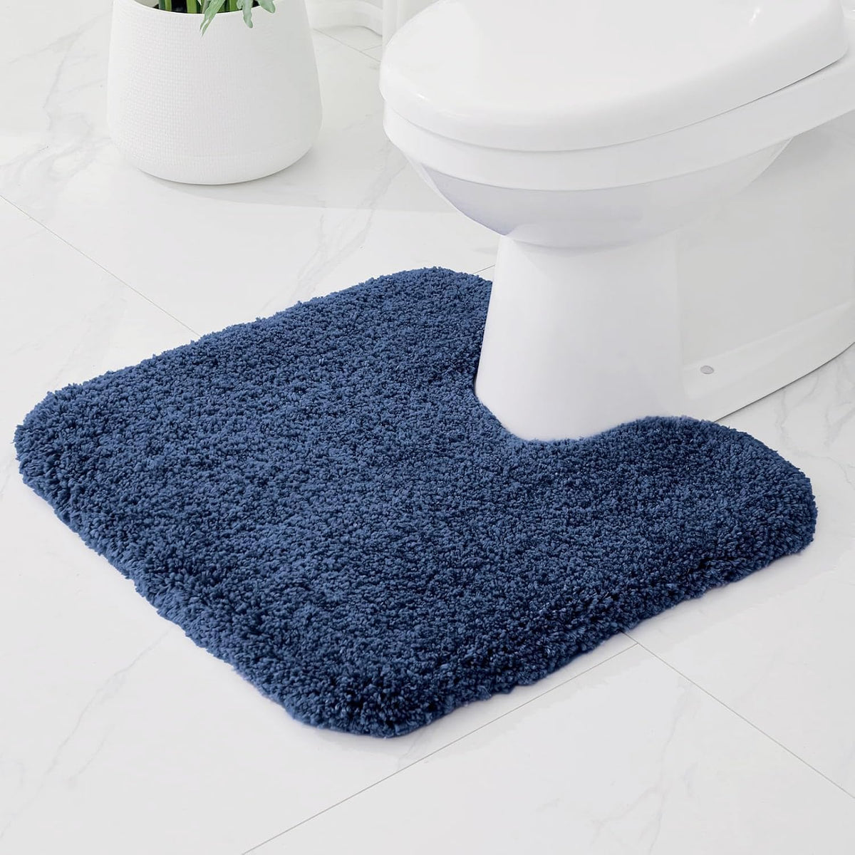 Microfiber Bathroom Rugs 24x17 Absorbent Soft Non Slip, Blue