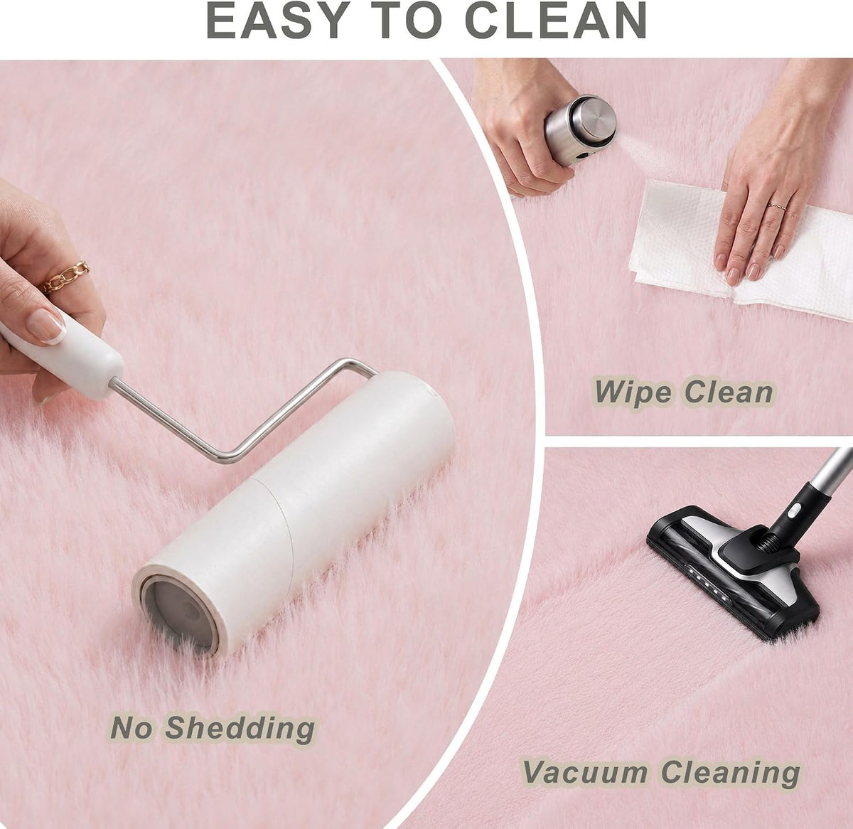 Baby Pink Fluffy Area Rug, Soft Washable, 2x5 Ft for Bedside