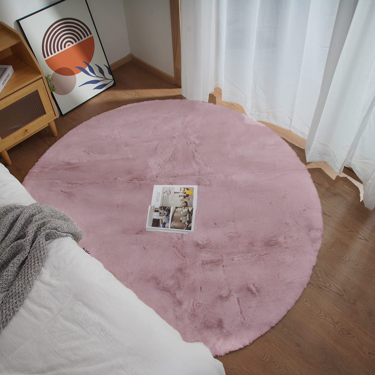 Ghouse Soft Faux Sheepskin Fur Rug 2x4 Black Fluffy Bedside Rugs Plush Rug Shag Nursery Carpet Area Rugs for Living Room Bedroom Playing Room Decor