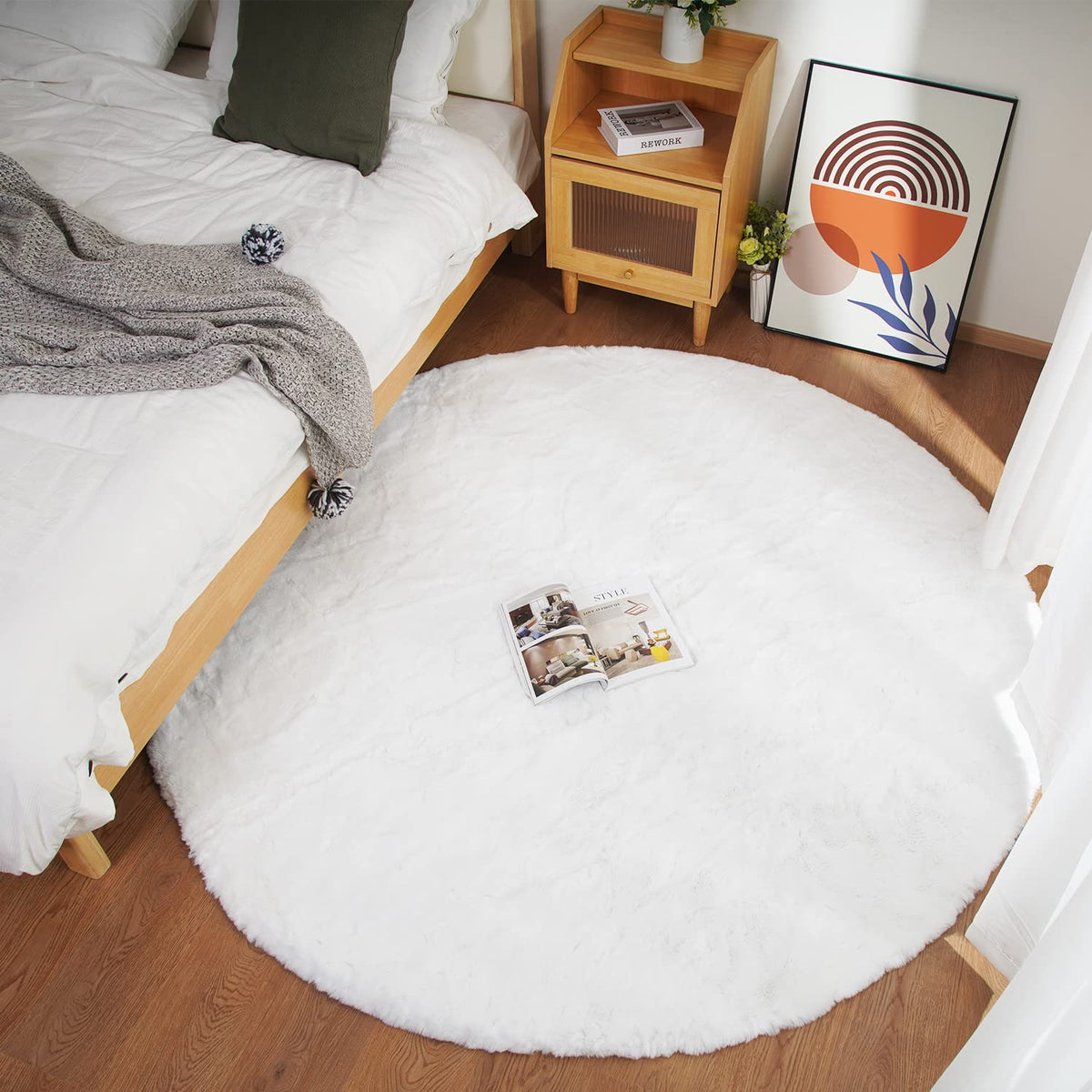 Ghouse Soft Faux Sheepskin Fur Rug 2x4 Black Fluffy Bedside Rugs Plush Rug Shag Nursery Carpet Area Rugs for Living Room Bedroom Playing Room Decor