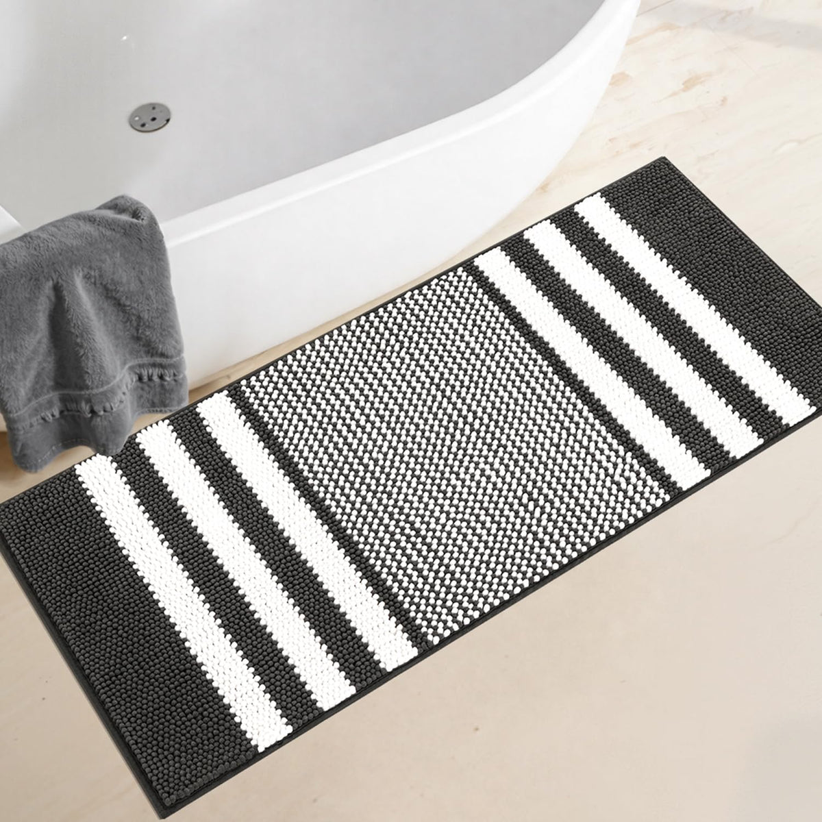 BSICPRO Bathroom Rugs Sets 2 Piece, Non Slip Boho Bath Mats, Beige