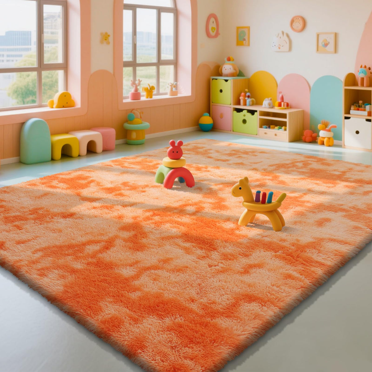 Beige 2x4 Area Rugs for Bedroom, Fluffy Shag Rug Small Rug Bedside Carpet