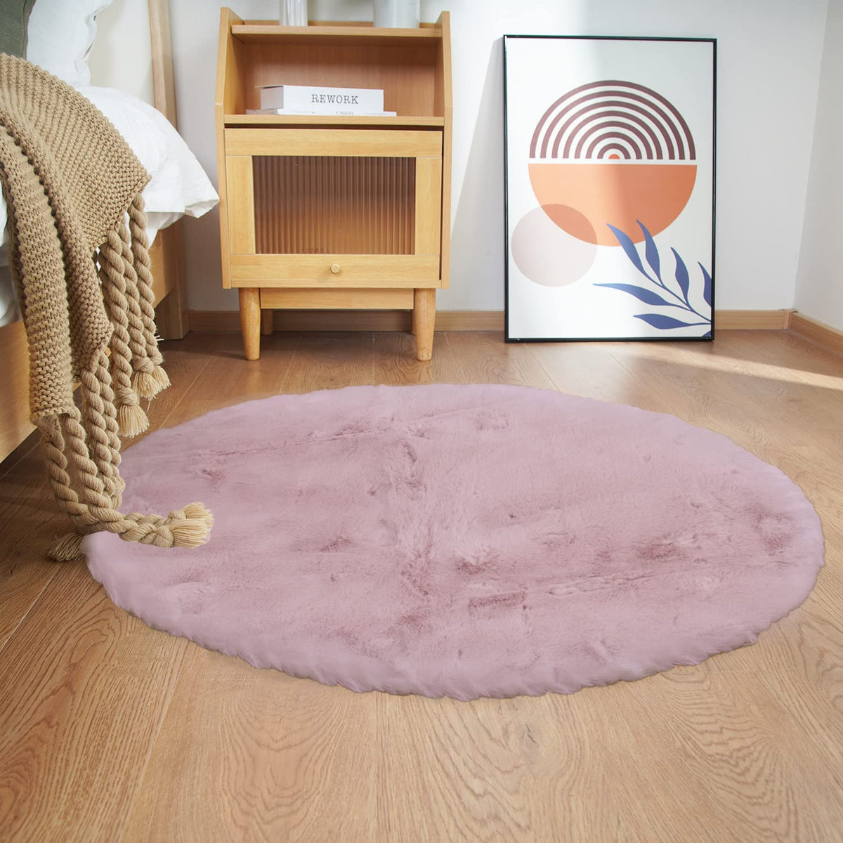 Ghouse Soft Faux Sheepskin Fur Rug 2x4 Black Fluffy Bedside Rugs Plush Rug Shag Nursery Carpet Area Rugs for Living Room Bedroom Playing Room Decor