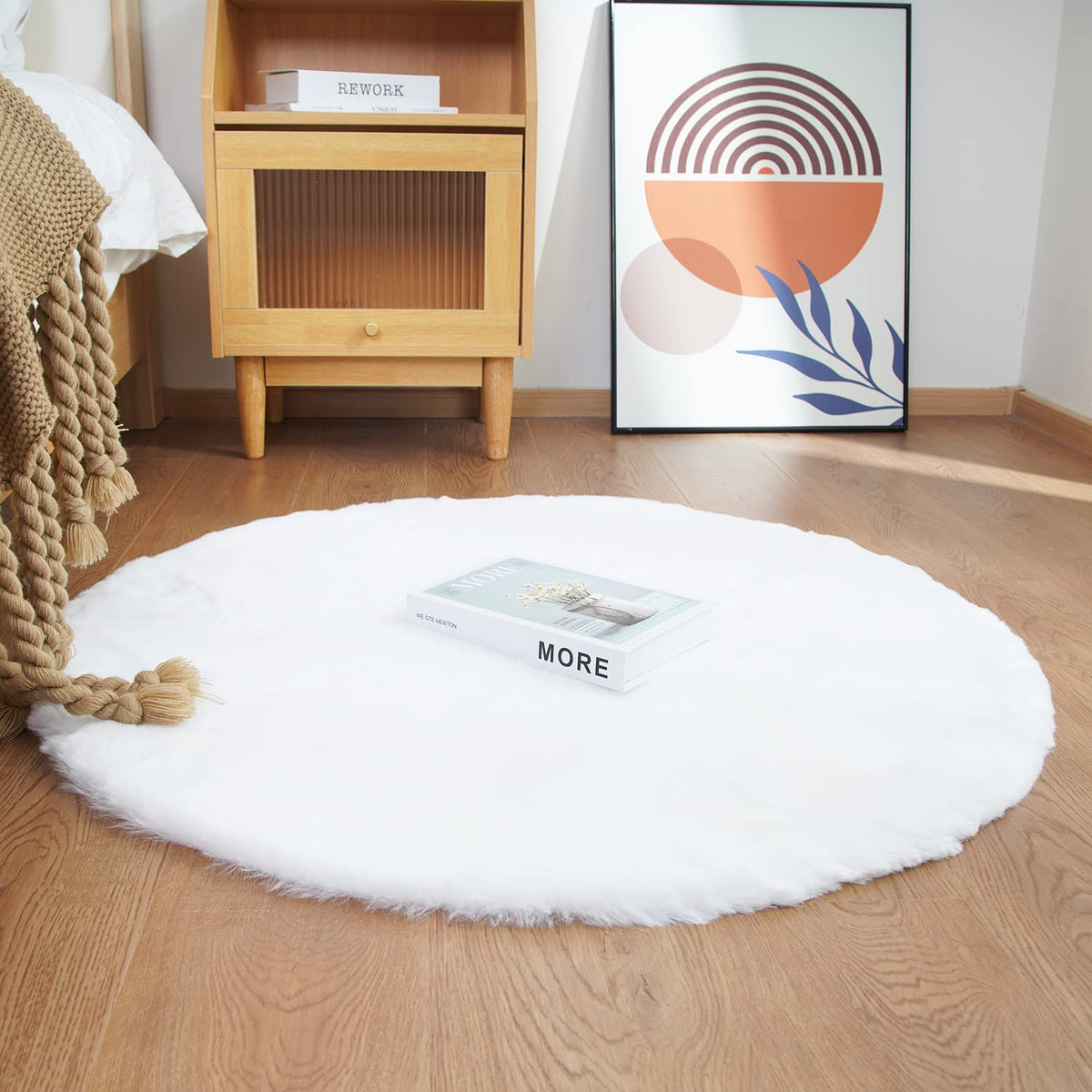 Ghouse Soft Faux Sheepskin Fur Rug 2x4 Black Fluffy Bedside Rugs Plush Rug Shag Nursery Carpet Area Rugs for Living Room Bedroom Playing Room Decor