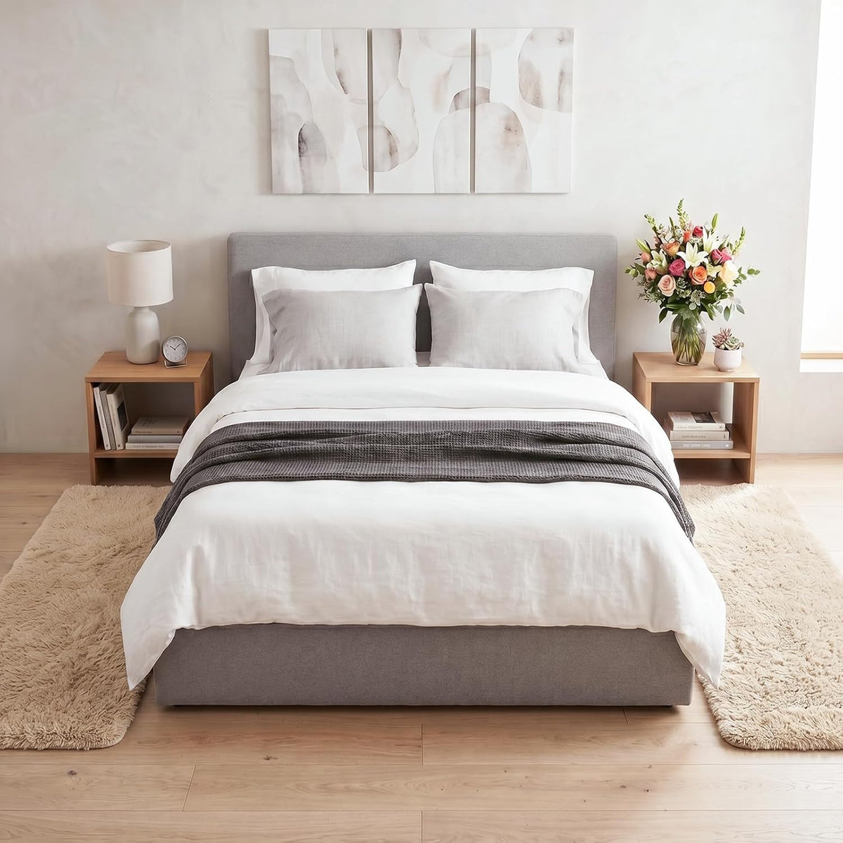 Runner Rugs for Bedroom Living Room, 2x6 Ultra Soft Plush Fluffy Bedside Rug, Long Shaggy Furry Bedroom Throw Rugs Floor Rug with High-Density Non-Slip Bottom for Dorm, Hallway, Ivory White, 2Pcs