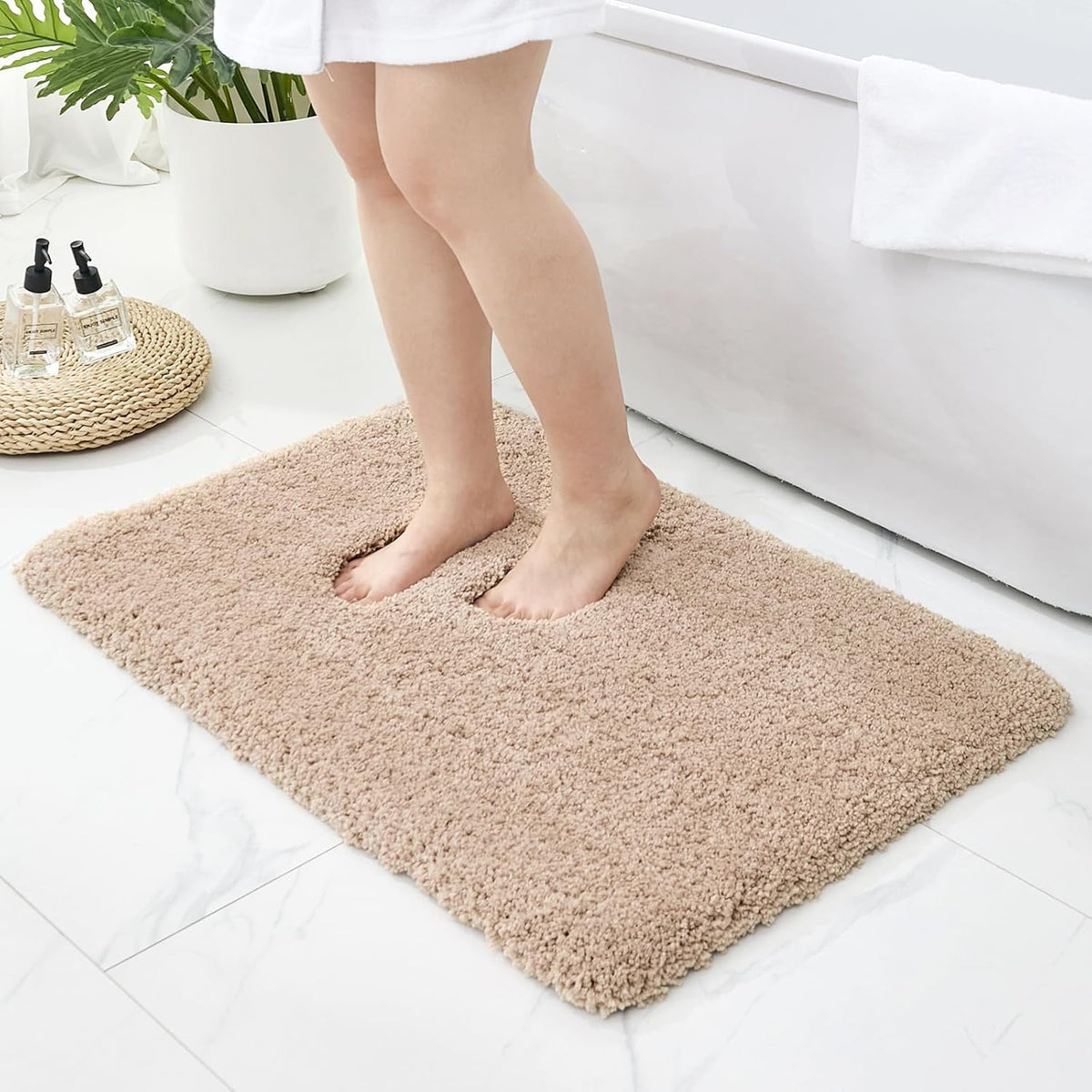 Microfiber Bathroom Rugs 24x17 Absorbent Soft Non Slip, Blue