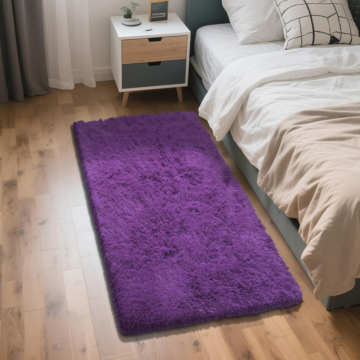 Beige 2x4 Area Rugs for Bedroom, Fluffy Shag Rug Small Rug Bedside Carpet