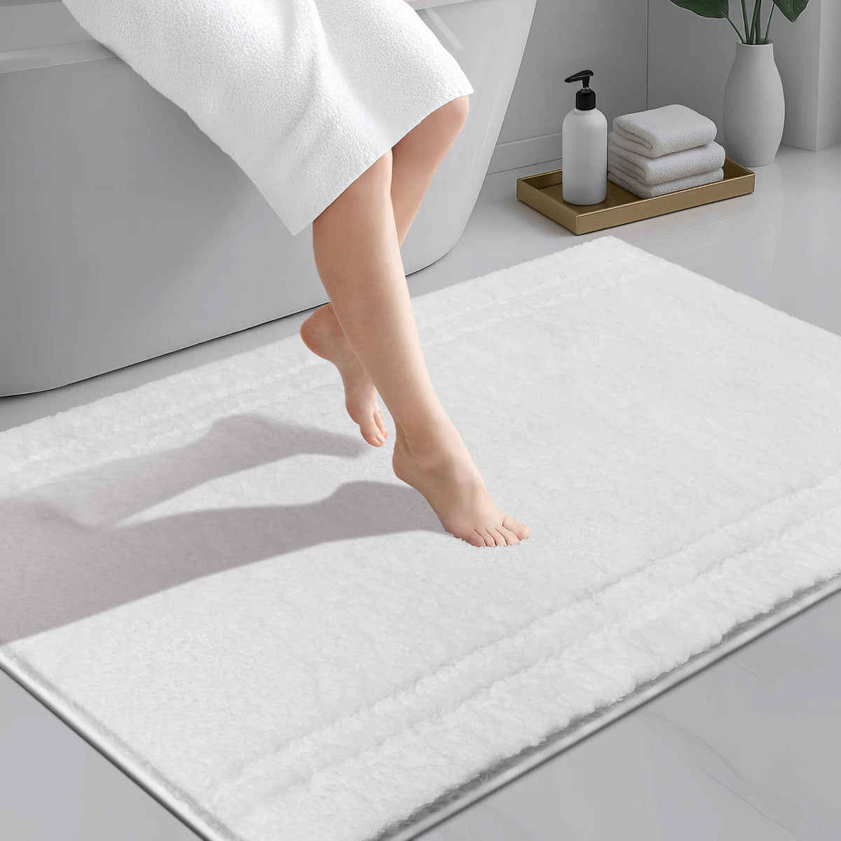 PURRUGS Bathroom Rug, Bath Mat, 20" x 30", Beige