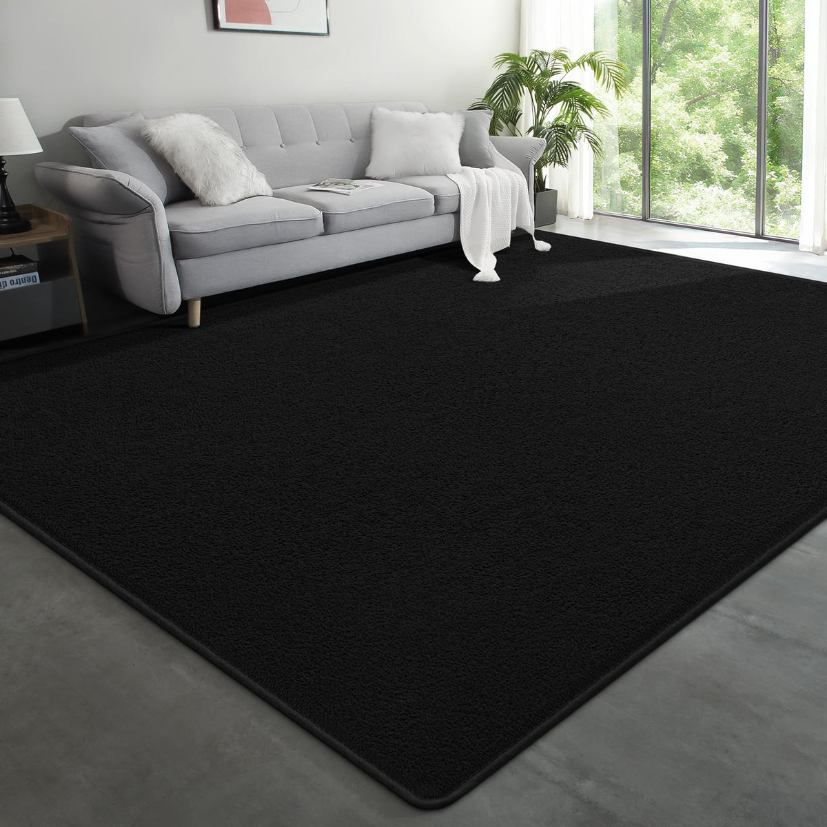 Modern Hallway Runner Rug, 2x6 Black Washable Non Slip Runner Rug