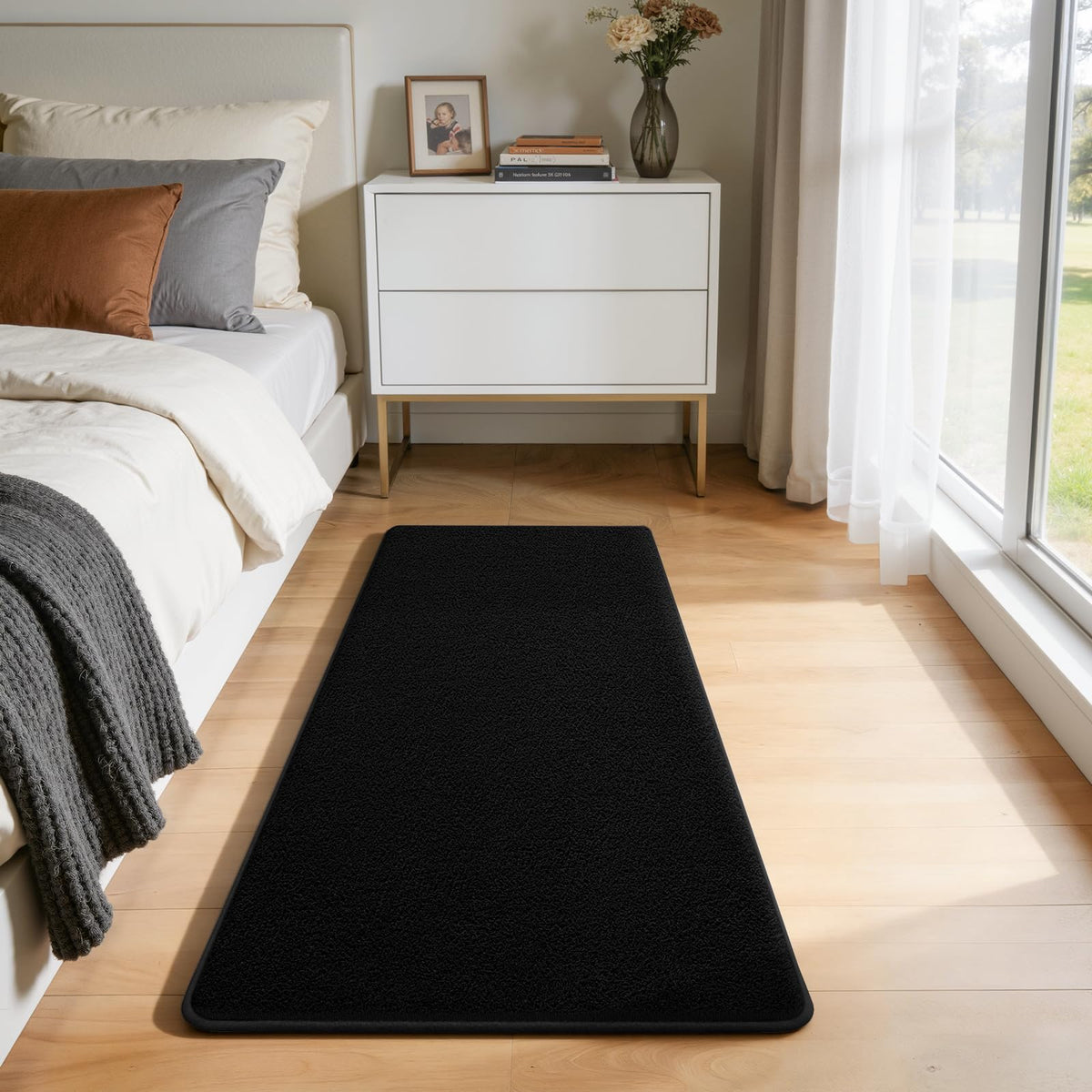 Modern Hallway Runner Rug, 2x6 Black Washable Non Slip Runner Rug