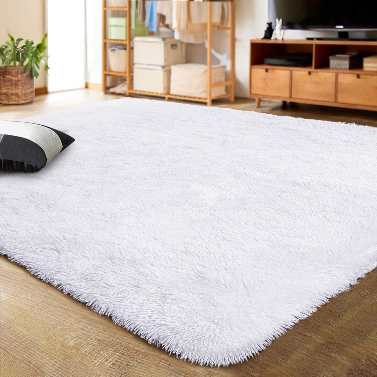 LOCHAS 2x3 Area Rugs Fluffy Living Room Carpets for Kids Bedroom, Brown
