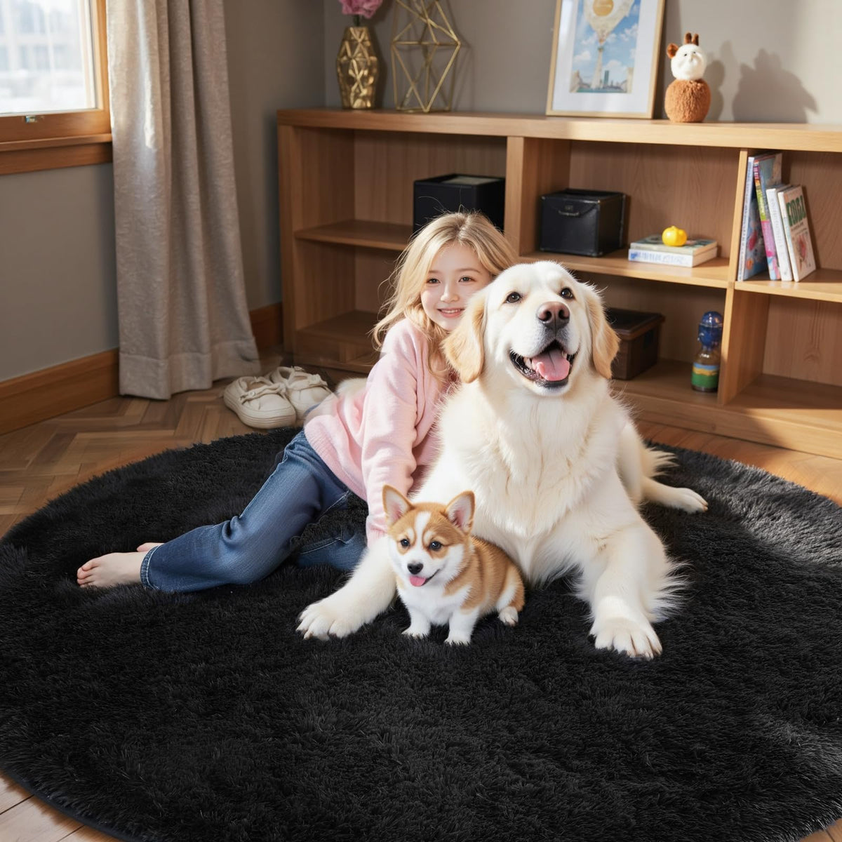 Small Shag Area Rug for Bedroom, 2x3 Cream Soft Plush Carpet