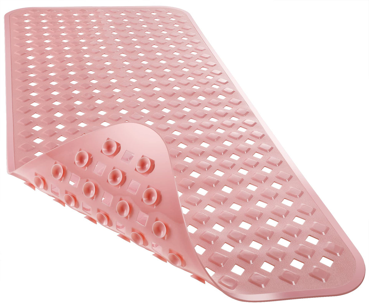 Yimobra Bathtub Mat Non Slip, 35"X16" Shower Mat with Strong Suction Cups & Drain Holes, Long Anti Slip Bath Tub Mat for Inside Shower, Machine Washable Fast Drying, Bathroom Essentials, Clear Blue