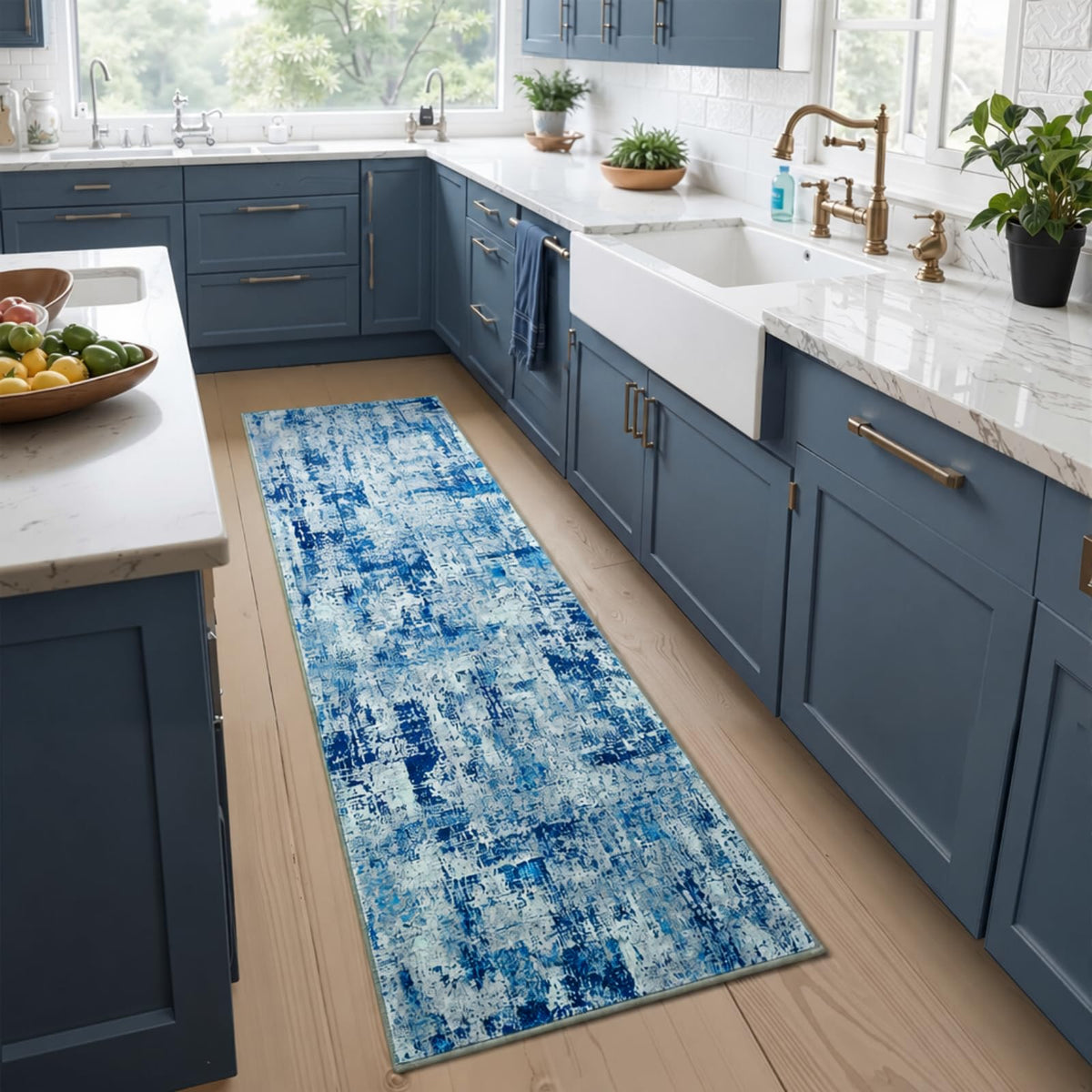 Toneed Washable 2x6 Non-Slip Runner Rug for Hallway Kitchen, Grey