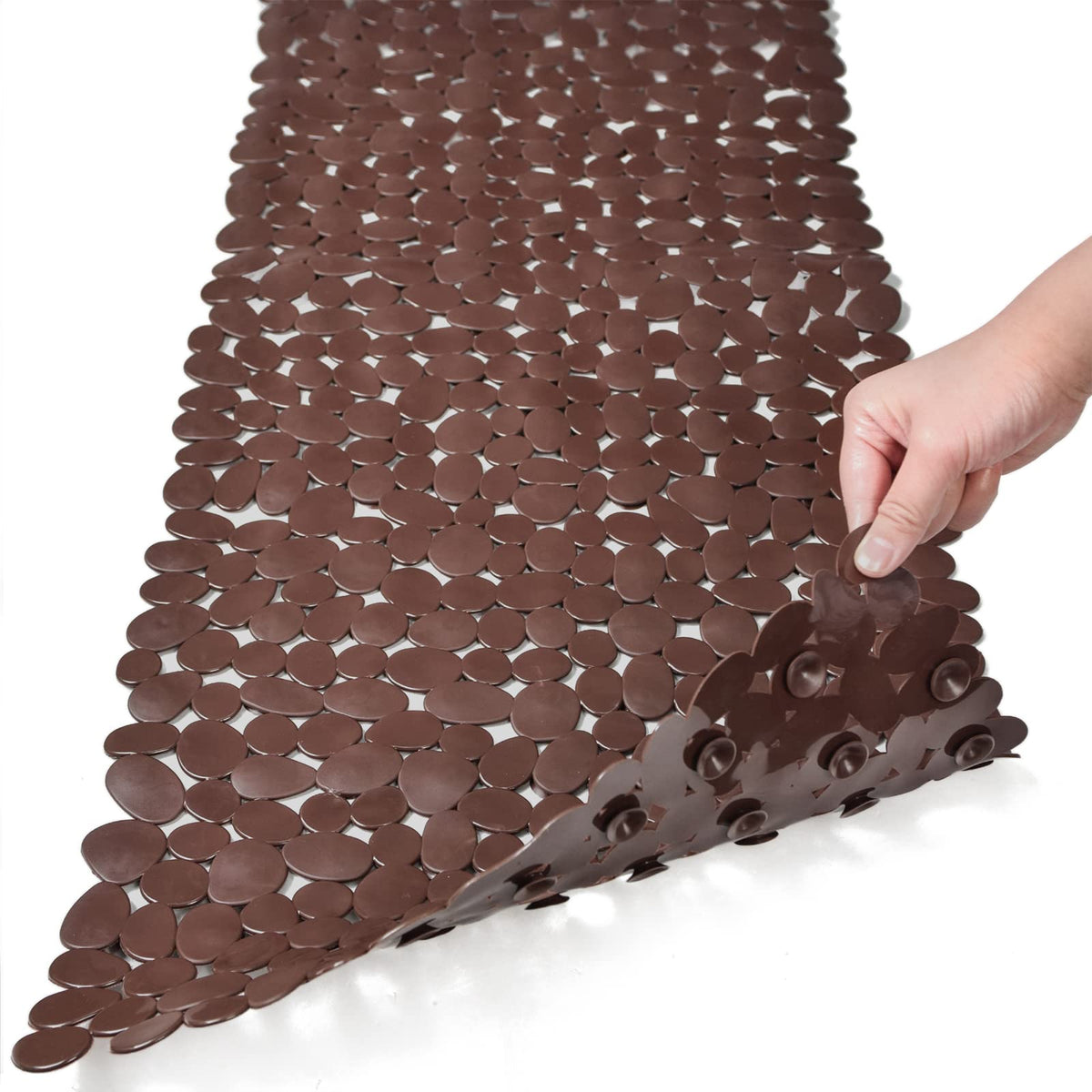 Pebble Bathtub Mat Non Slip 35" X 16" with Suction Cups,Black