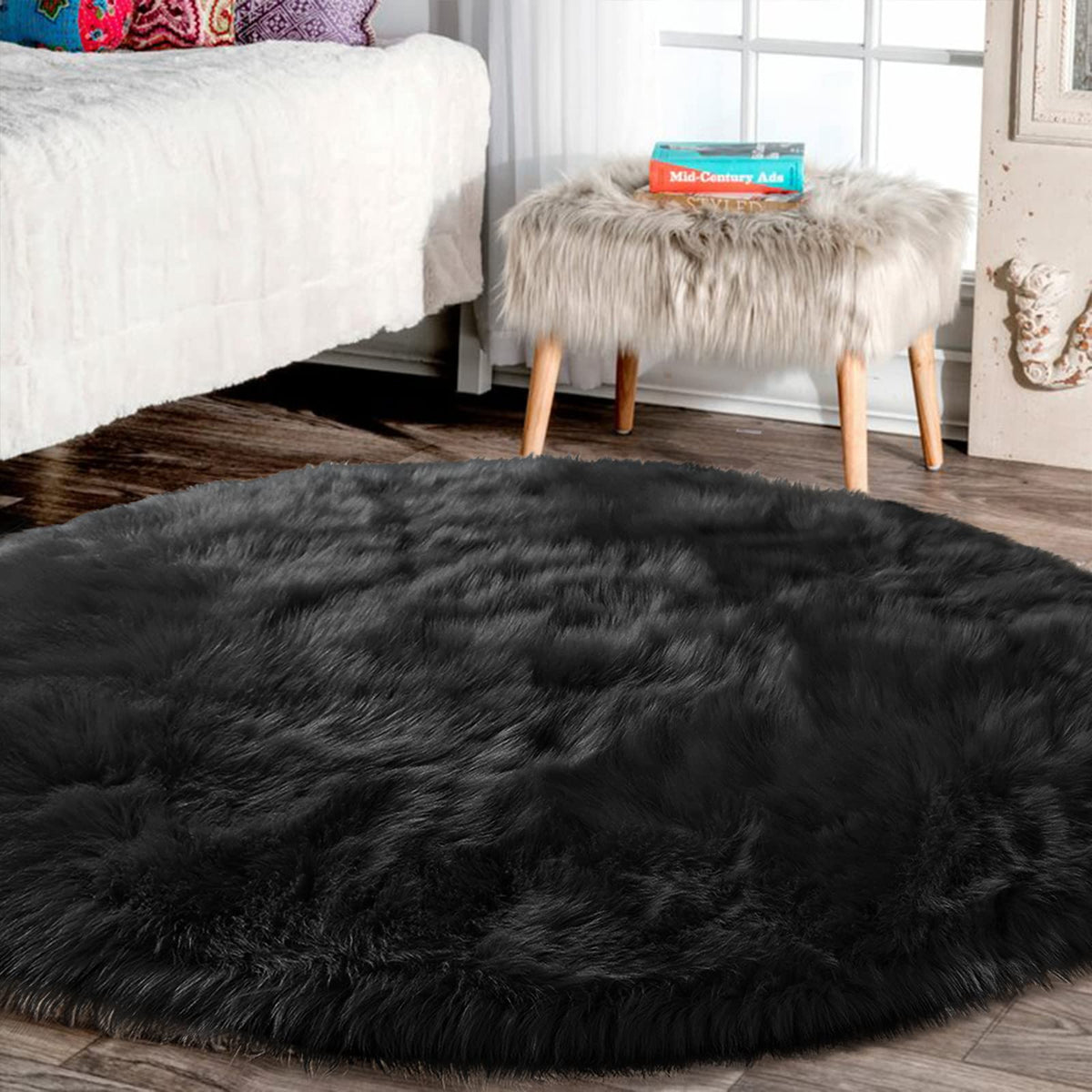 Latepis White Sheepskin Rug 2x3 Faux Fur Sheepskin Rug for Living Room Fluffy Washable Rugs for Bedroom Luxury Room Decor Furry Rugs Rectangle