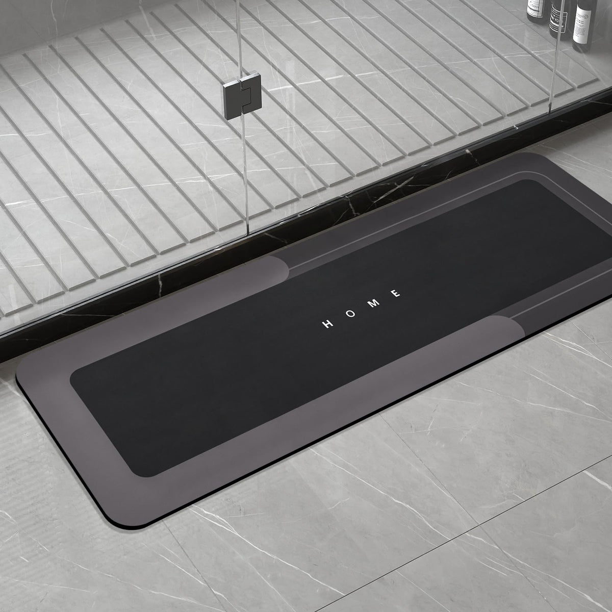 Housego Absorbent Bath Mat, Quick Dry Bath Rug, Non-Slip, 3PCS, Black
