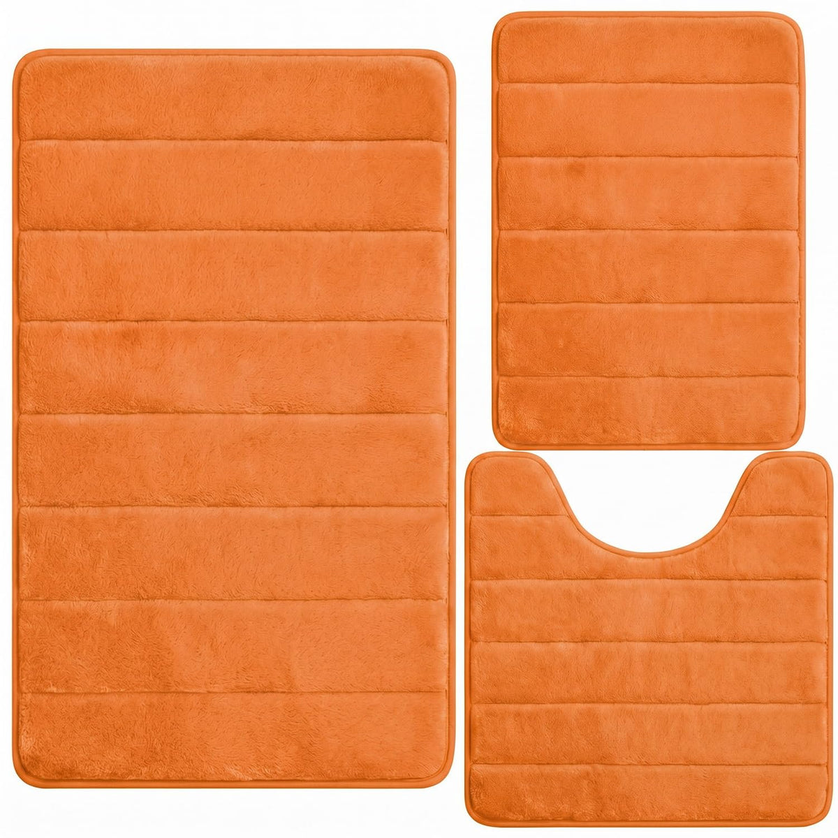 Bathroom Rugs Set 3 Piece, Memory Foam Bath Rugs, Non Slip Washable Bathroom Rug Set, Extra Soft Absorbent Bath Mats with U-Shaped Toilet Rug, Black