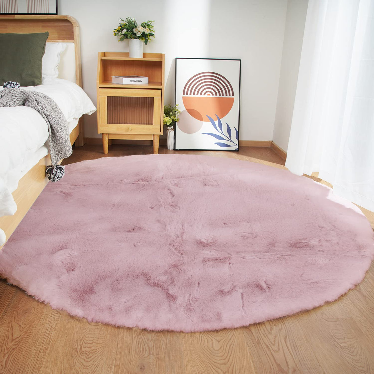 Ghouse Soft Faux Sheepskin Fur Rug 2x4 Black Fluffy Bedside Rugs Plush Rug Shag Nursery Carpet Area Rugs for Living Room Bedroom Playing Room Decor