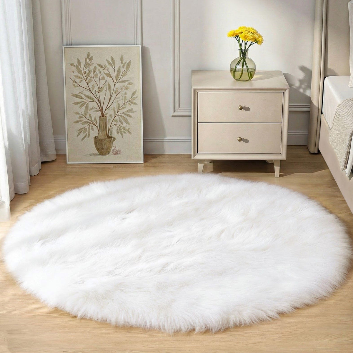 Goolela White Fluffy Faux Fur Rug for Bedroom Faux Sheepskin Rug 2x3 White Fuzzy Furry Bedside Carpet Dining Room Playroom Dorm Small Washable Rectangle